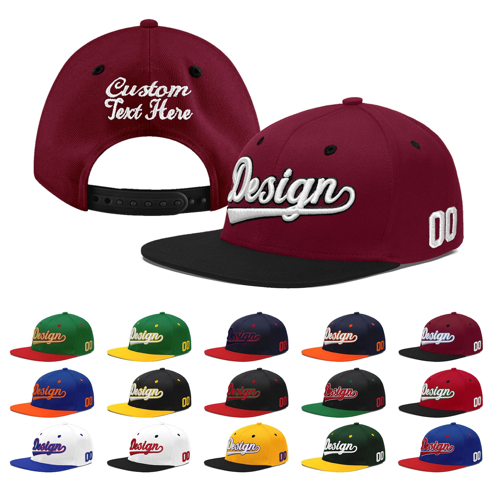 Custom Navy Orange 3D Puff Embroidery Flat Embroidery Casual Sport Baseball Cap