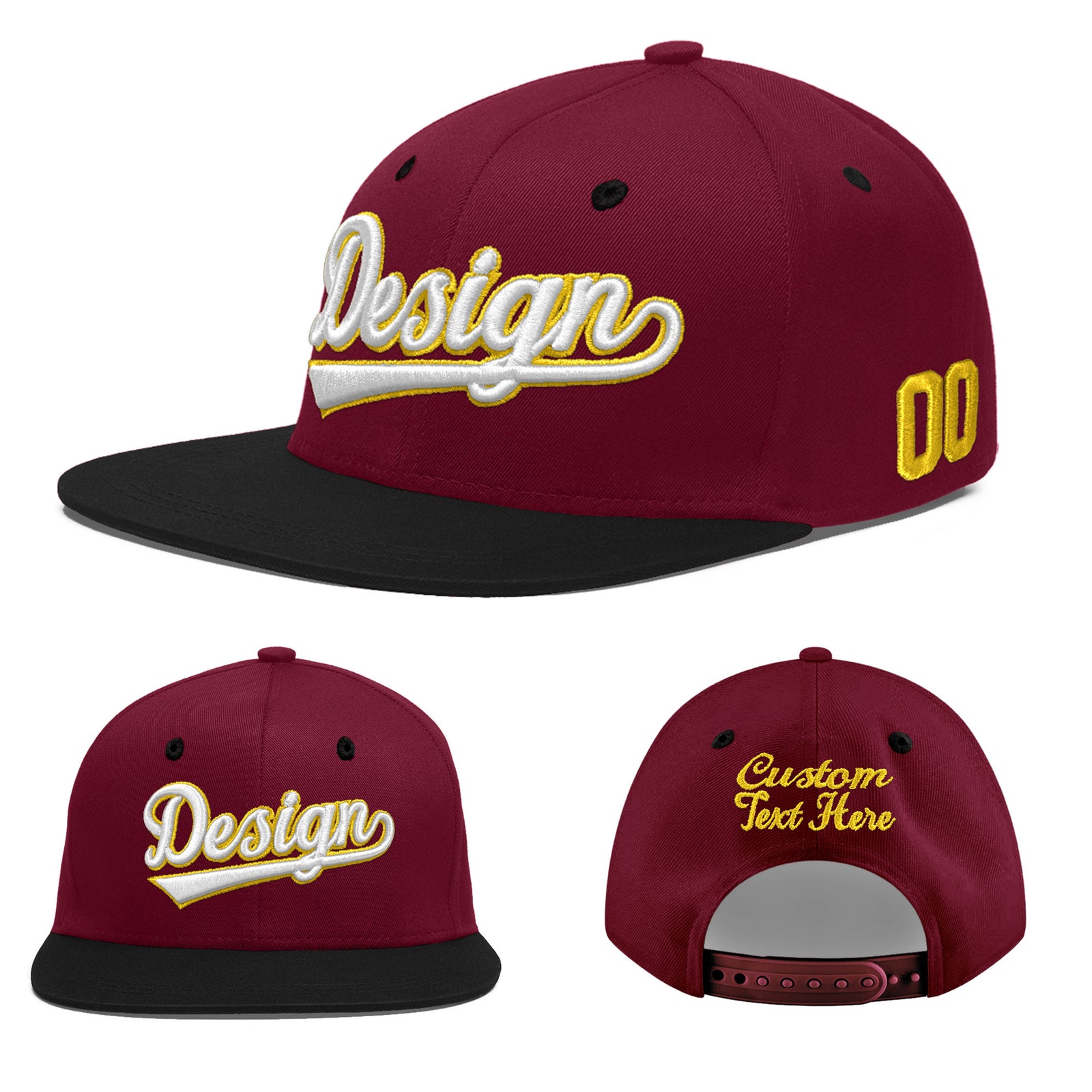 Custom Navy Orange 3D Puff Embroidery Flat Embroidery Casual Sport Baseball Cap