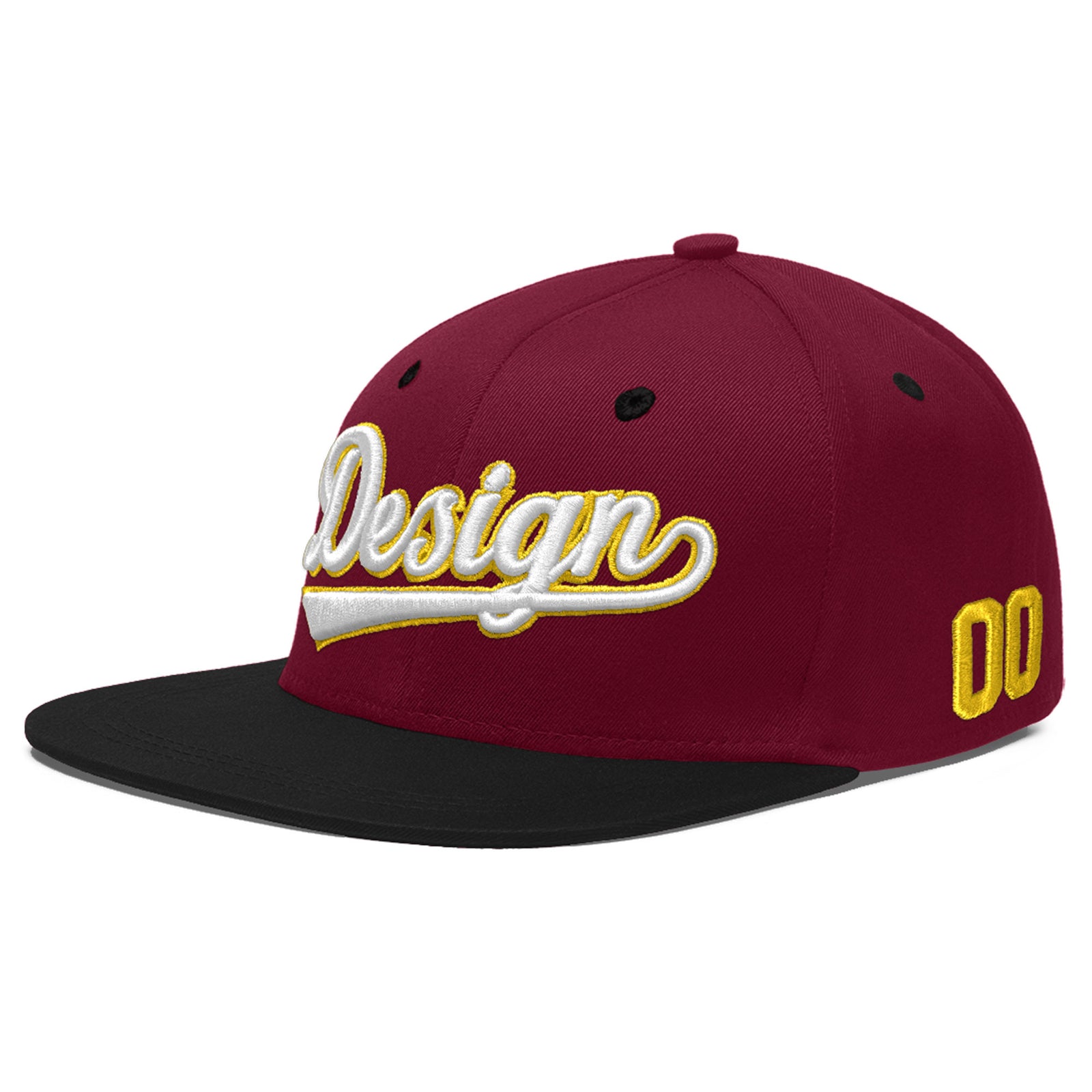 Custom Navy Orange 3D Puff Embroidery Flat Embroidery Casual Sport Baseball Cap