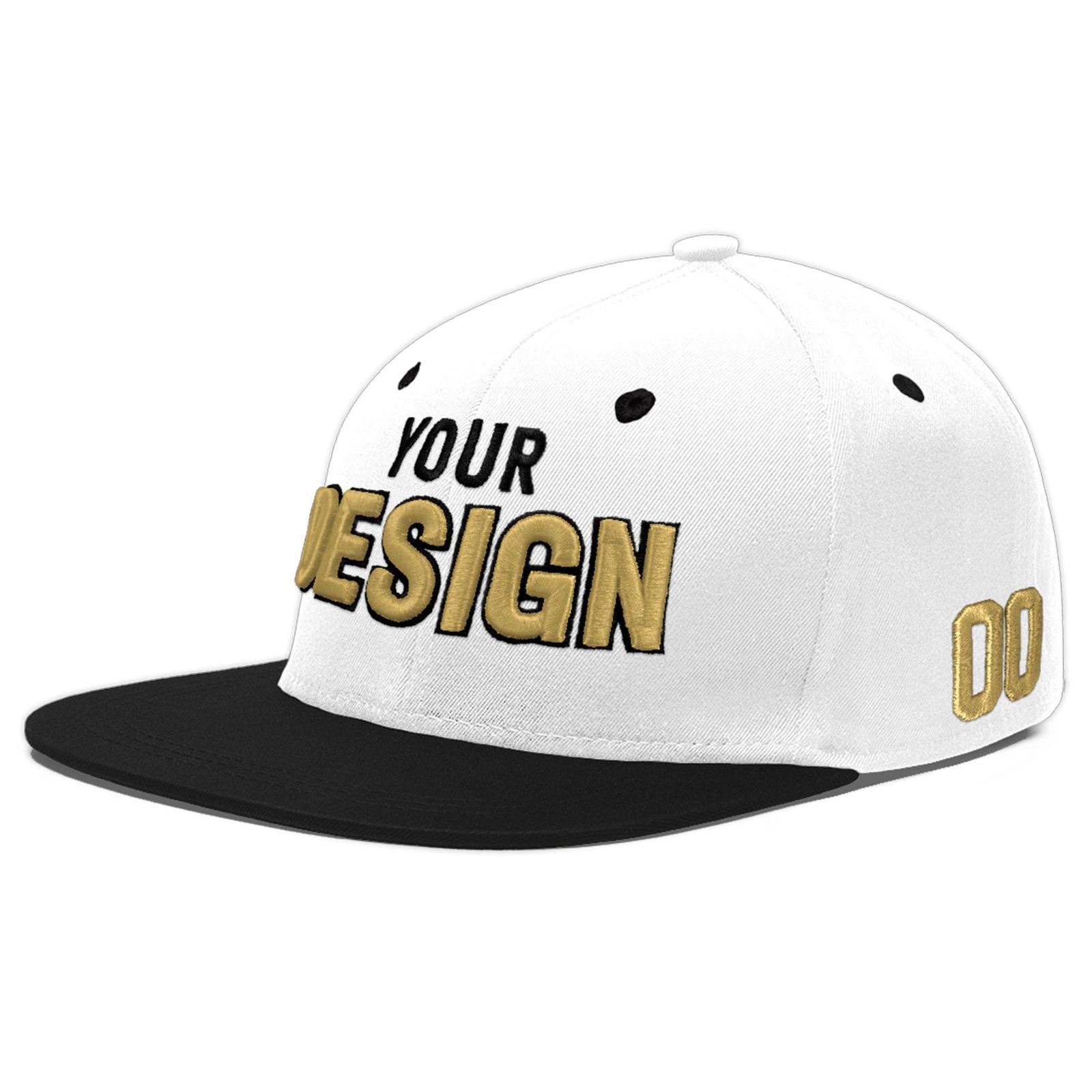 Custom White Black 3D Puff Embroidery Flat Embroidery Casual Sport Baseball Cap
