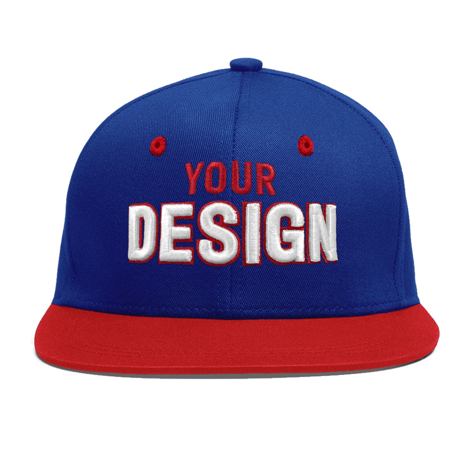 Custom Royal Blue Red 3D Puff Embroidery Flat Embroidery Casual Sport Baseball Cap