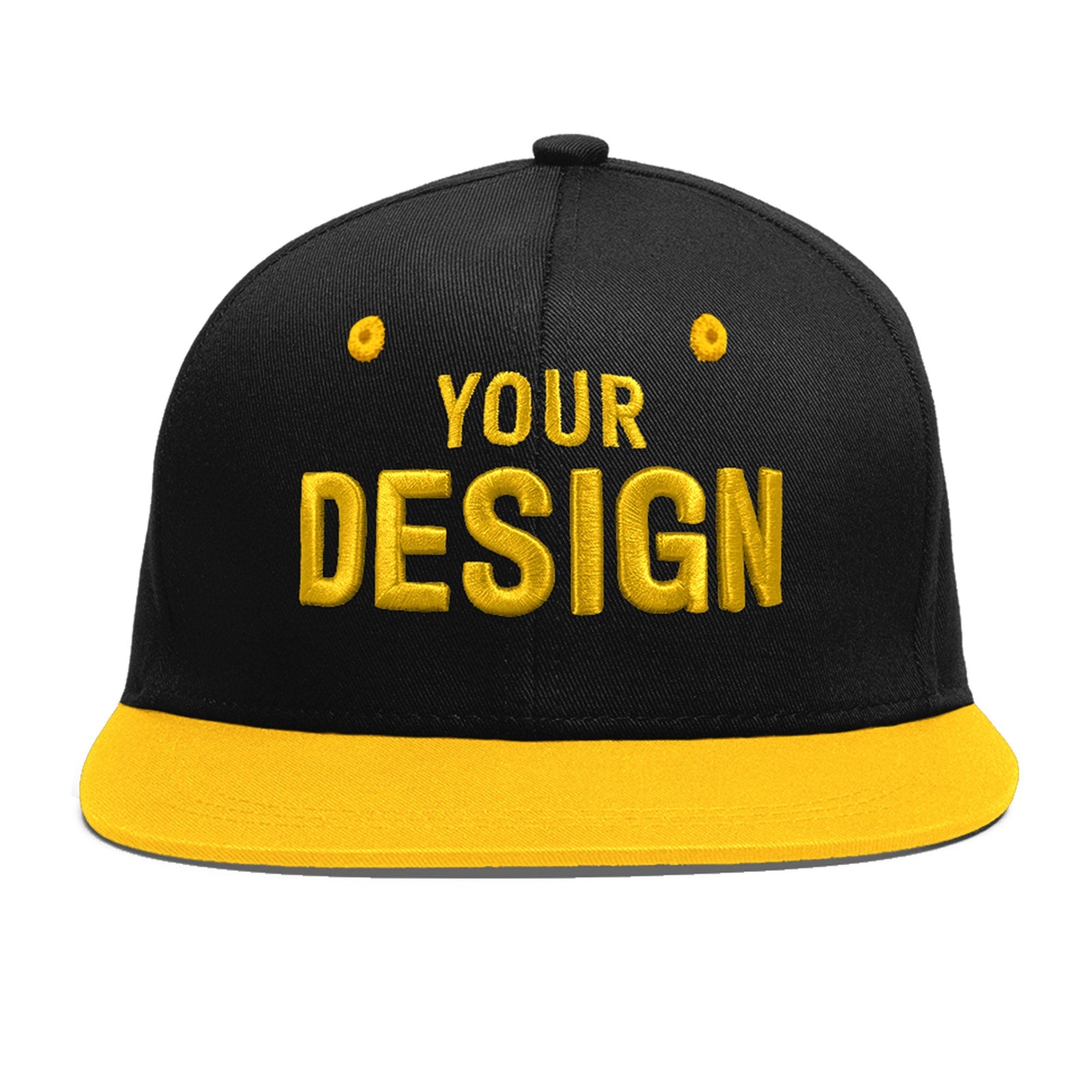 Custom Black Gold 3D Puff Embroidery Flat Embroidery Casual Sport Baseball Cap