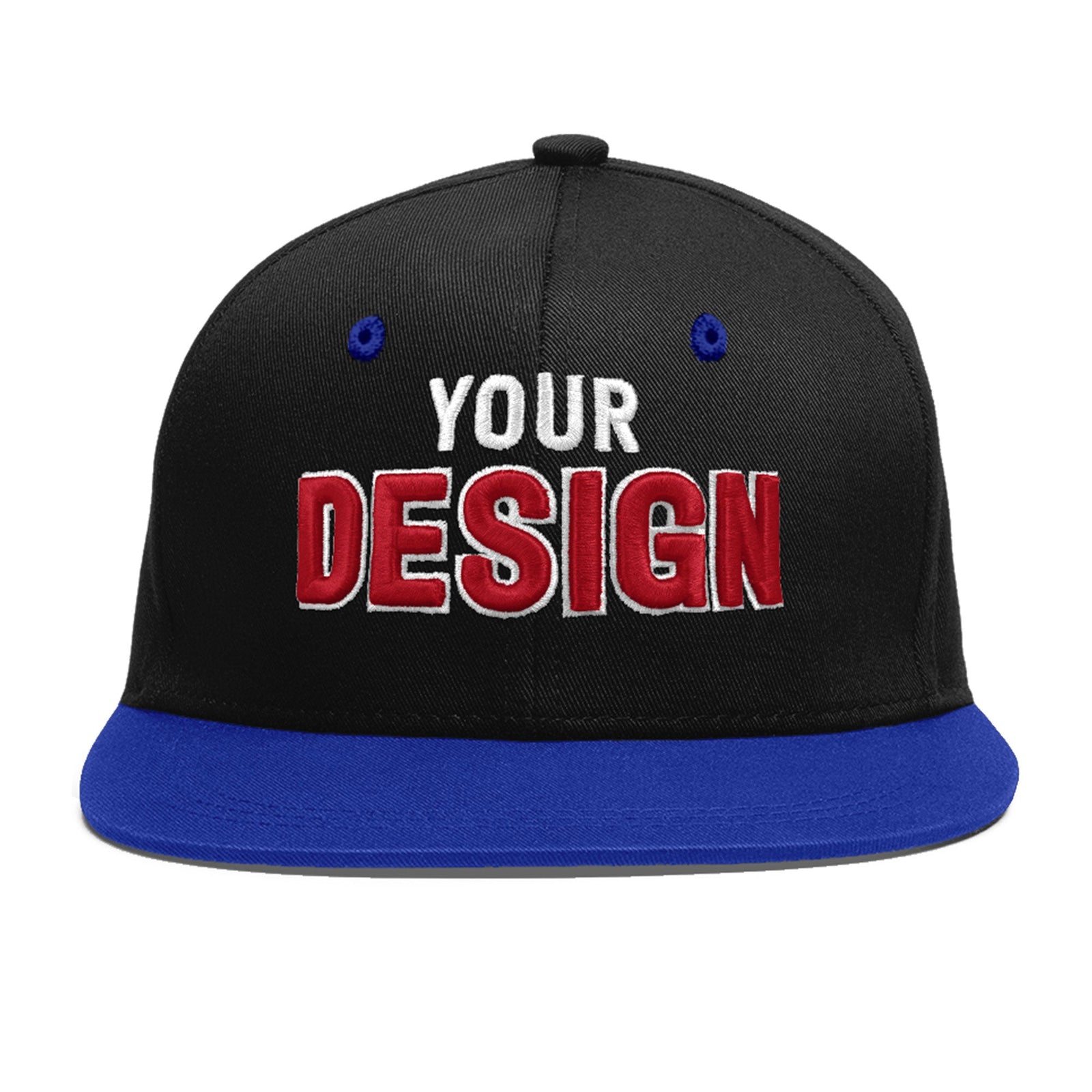 Custom Black Royal Blue 3D Puff Embroidery Flat Embroidery Casual Sport Baseball Cap