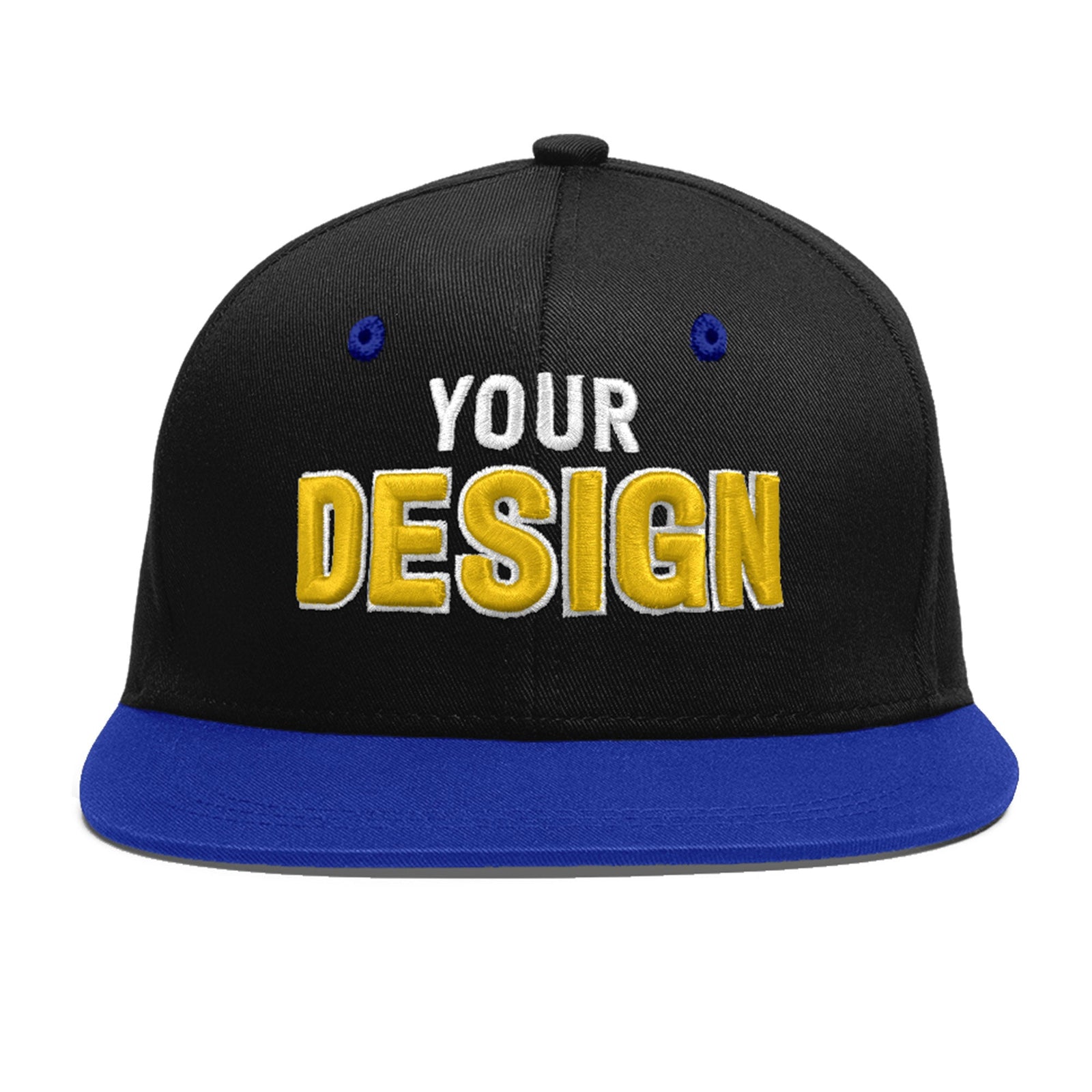 Custom Black Royal Blue 3D Puff Embroidery Flat Embroidery Casual Sport Baseball Cap
