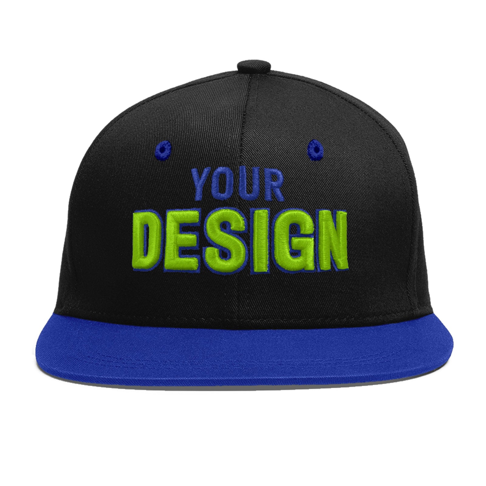 Custom Black Royal Blue 3D Puff Embroidery Flat Embroidery Casual Sport Baseball Cap