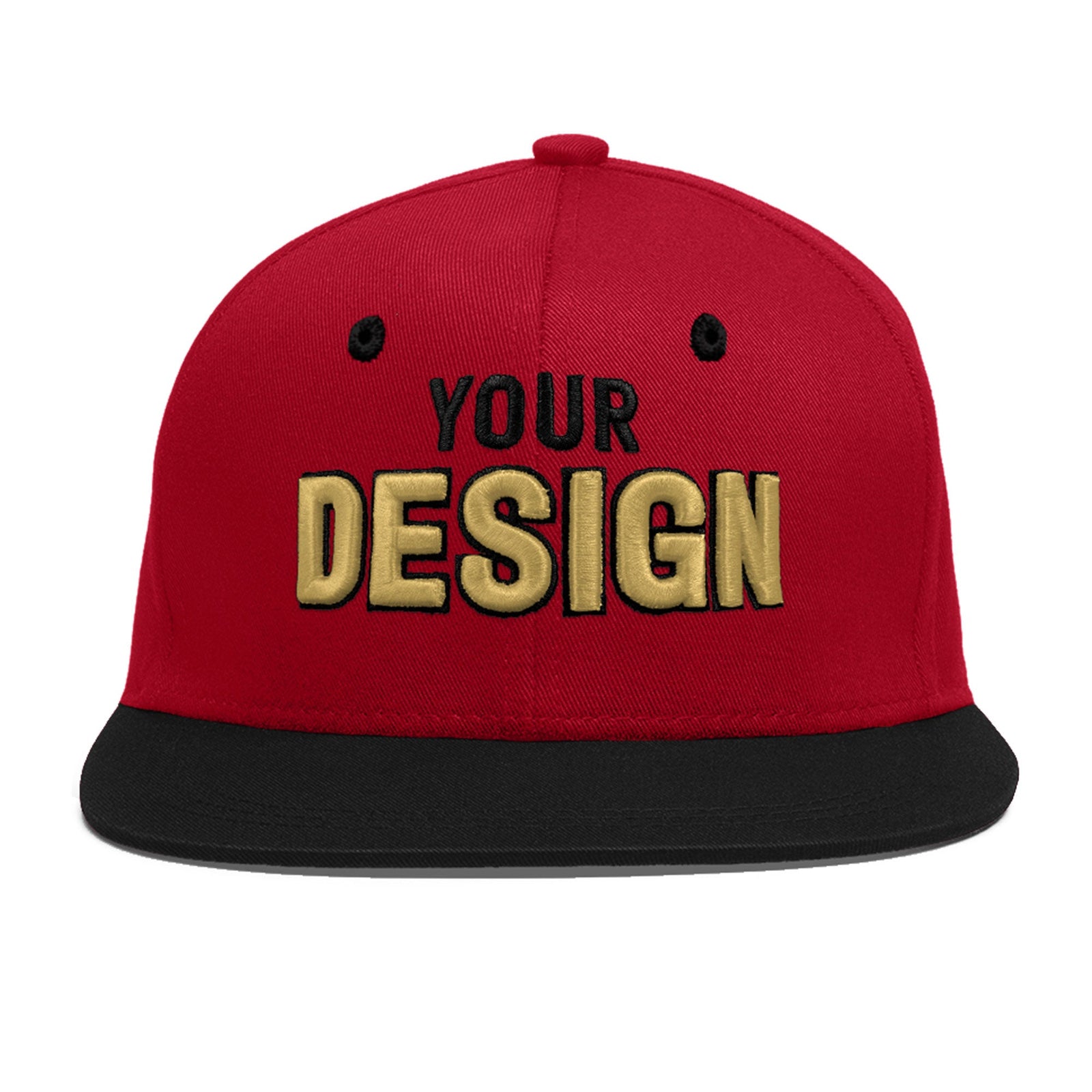Custom Red Black 3D Puff Embroidery Flat Embroidery Casual Sport Baseball Cap