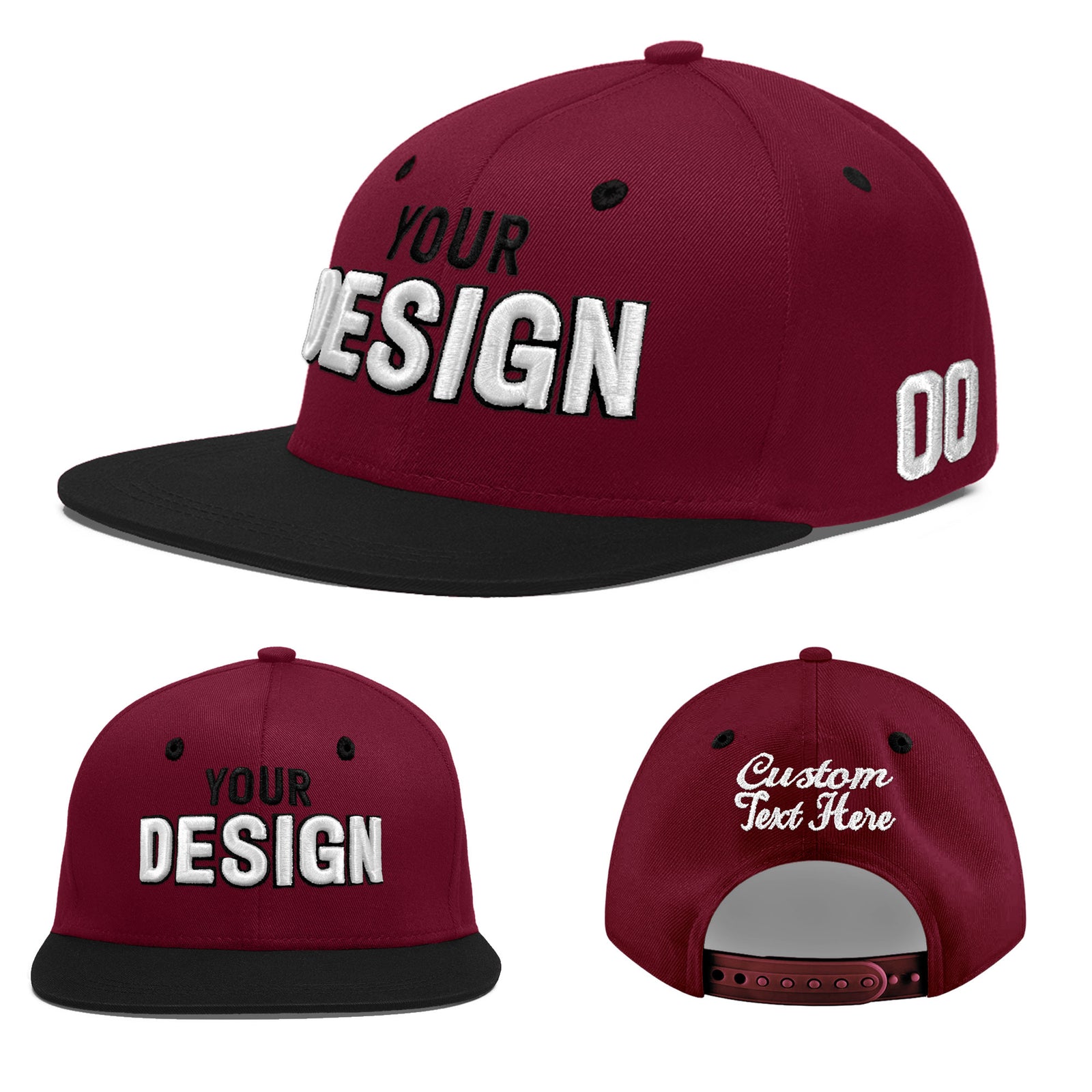 Custom Navy Orange 3D Puff Embroidery Flat Embroidery Casual Sport Baseball Cap