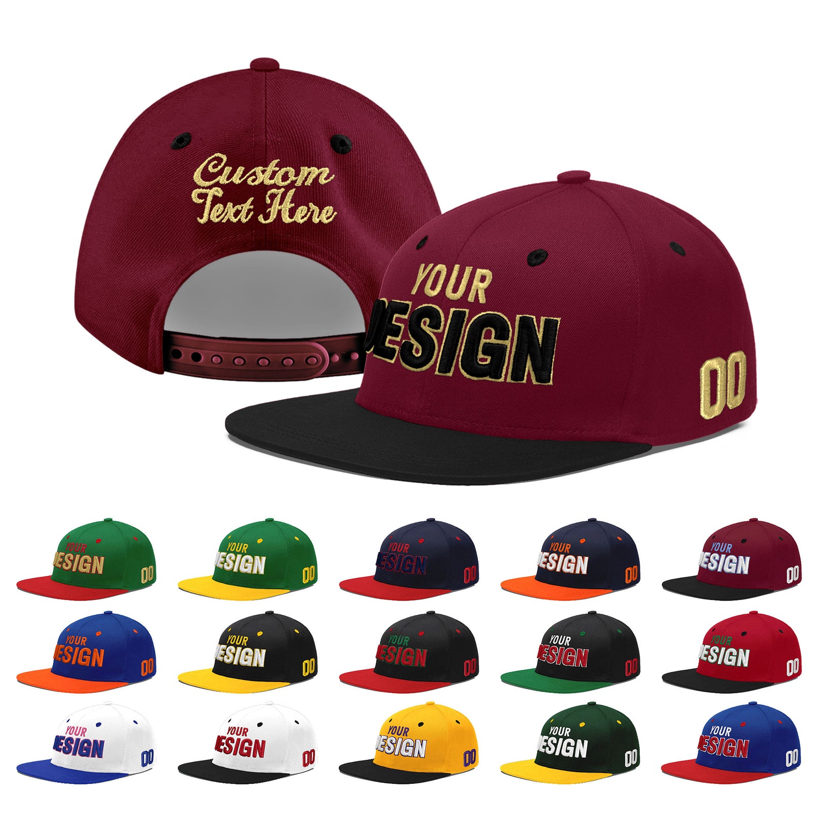Custom Navy Orange 3D Puff Embroidery Flat Embroidery Casual Sport Baseball Cap