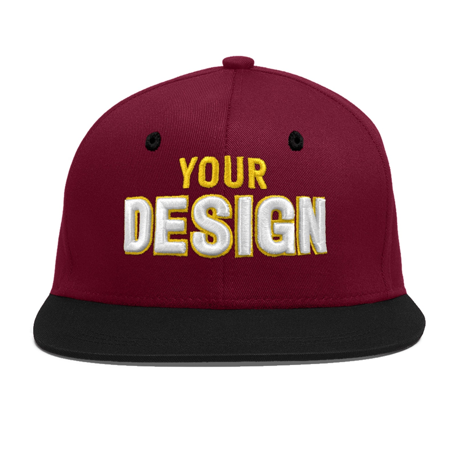 Custom Navy Orange 3D Puff Embroidery Flat Embroidery Casual Sport Baseball Cap