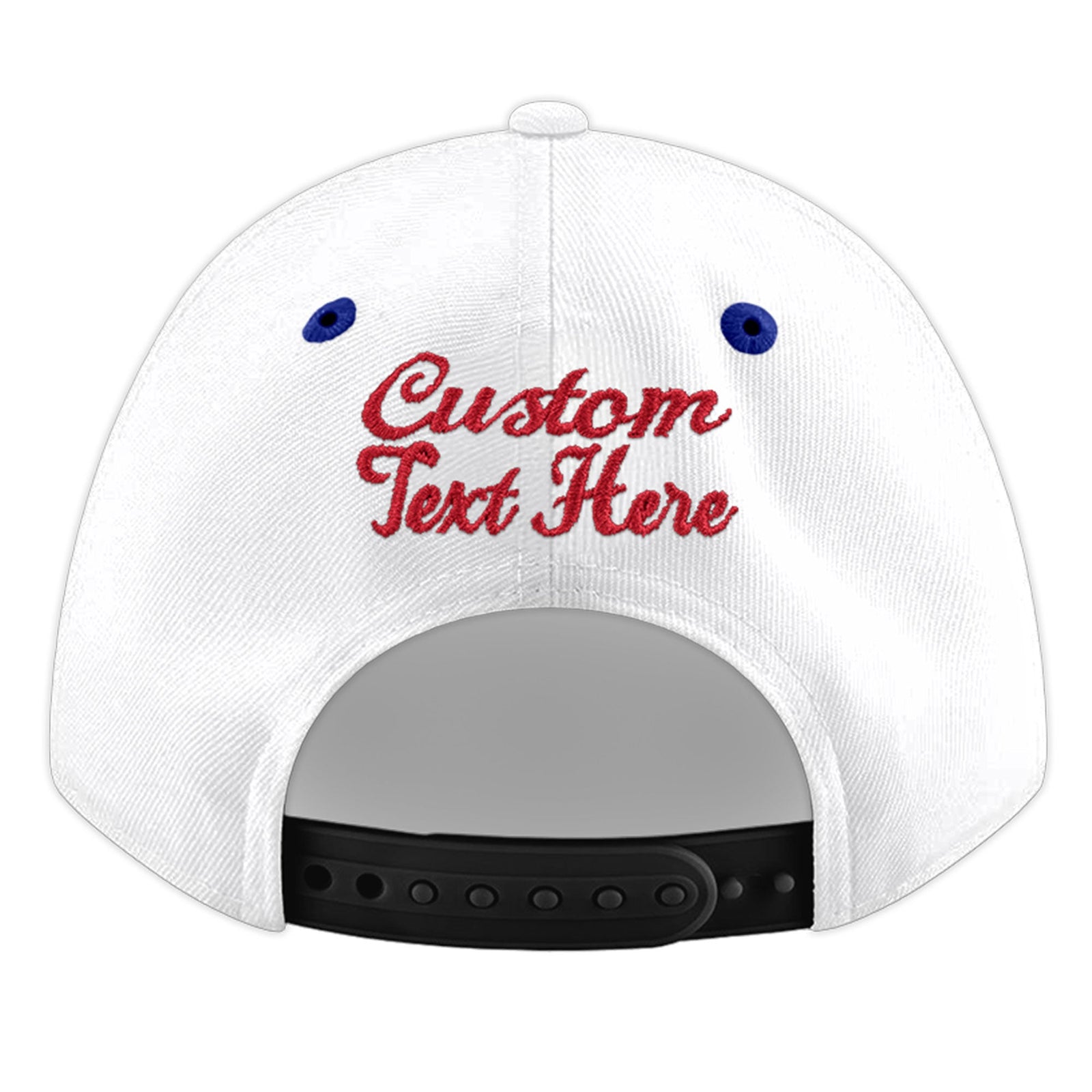 Custom White Royal Blue 55D Puff Embroidery Flat Embroidery Casual Sport Baseball Cap