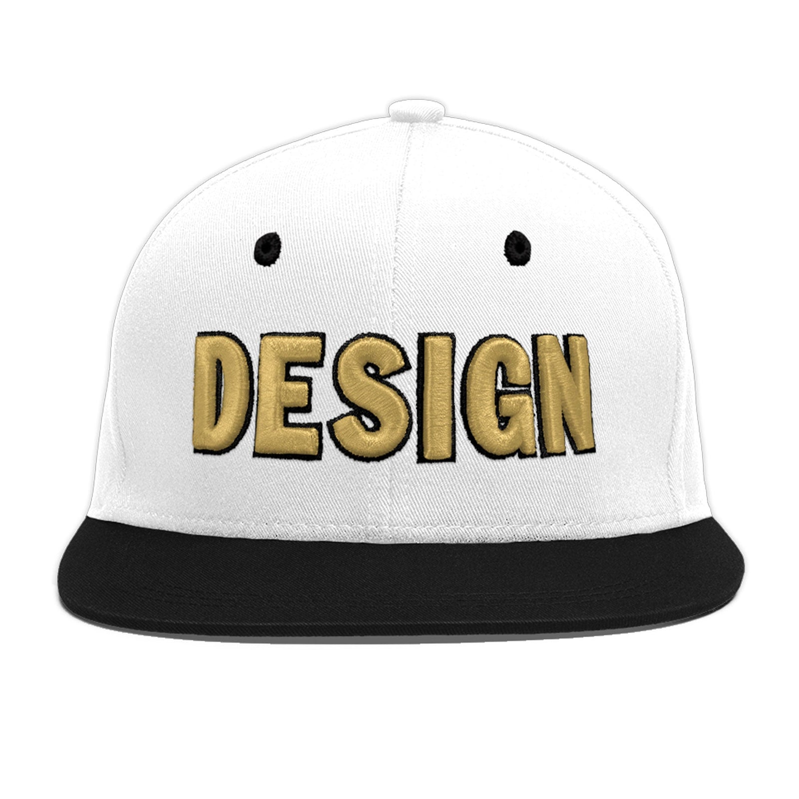 Custom White Black 3D Puff Embroidery Flat Embroidery Casual Sport Baseball Cap