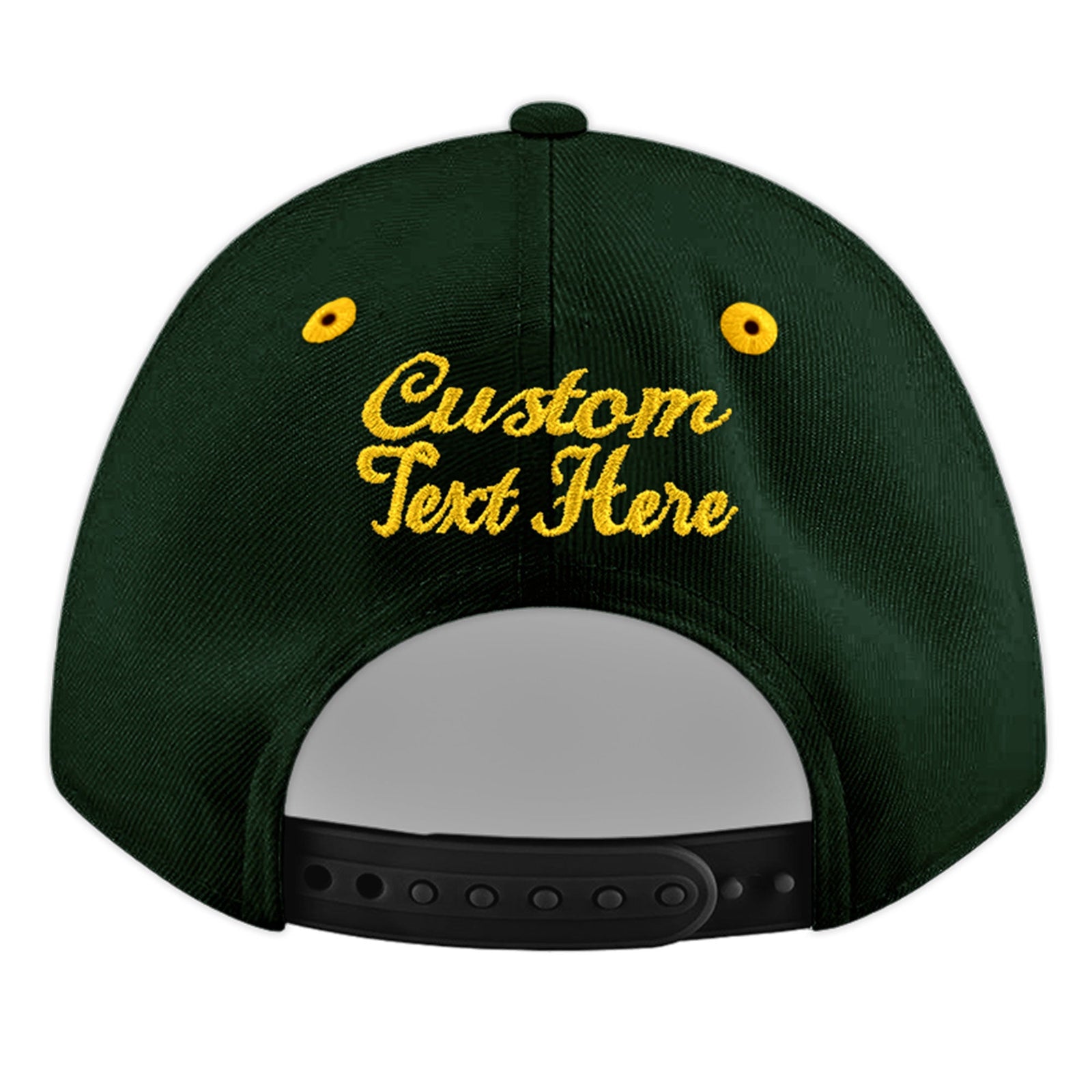 Custom Green Gold 3D Puff Embroidery Flat Embroidery Casual Sport Baseball Cap