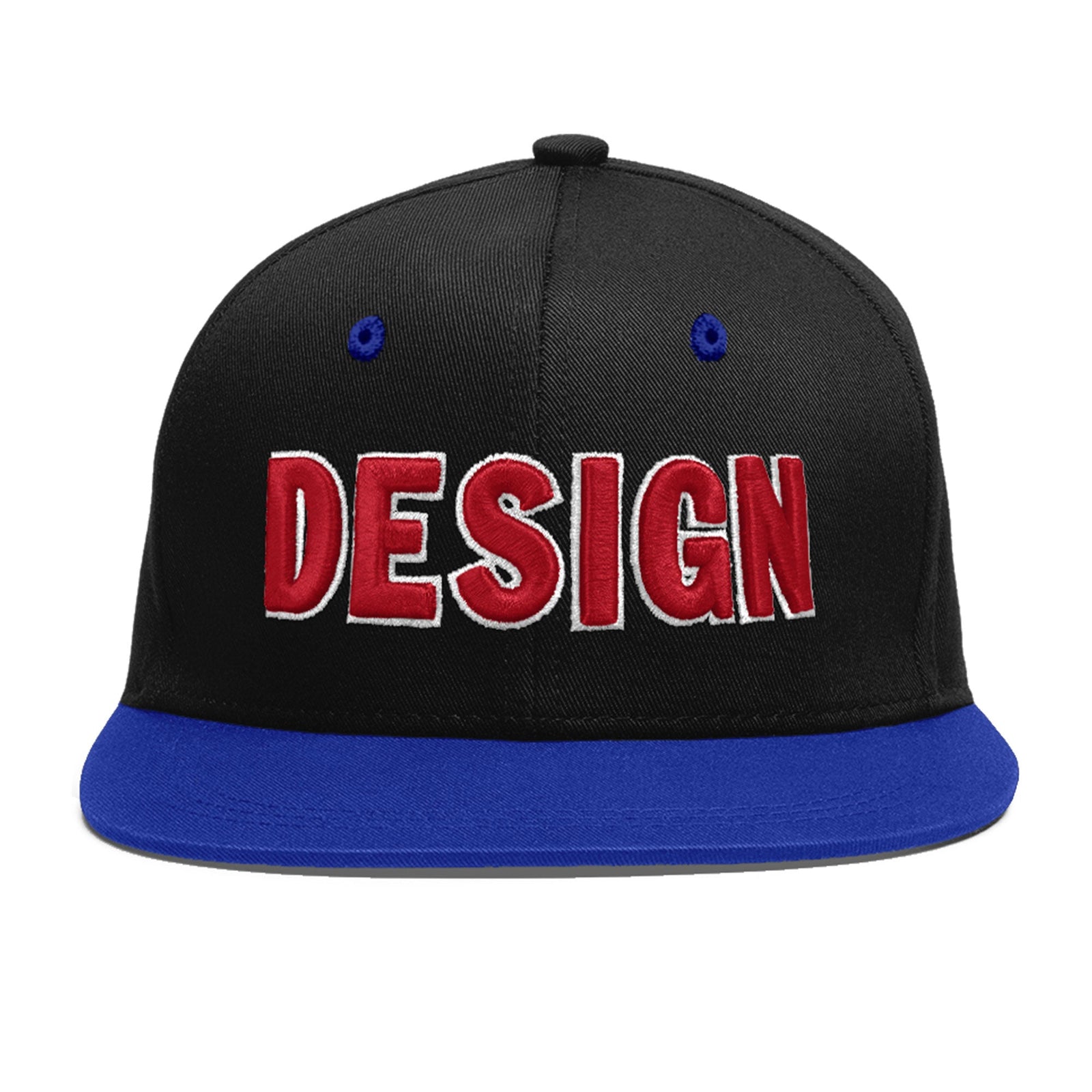 Custom Black Royal Blue 3D Puff Embroidery Flat Embroidery Casual Sport Baseball Cap