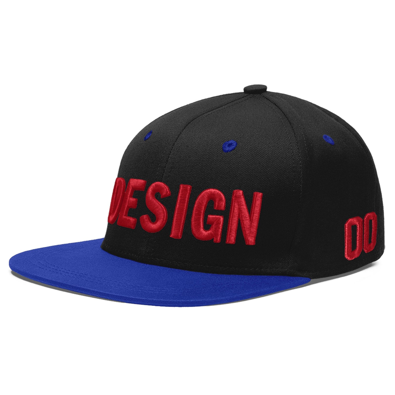Custom Black Royal Blue 3D Puff Embroidery Flat Embroidery Casual Sport Baseball Cap