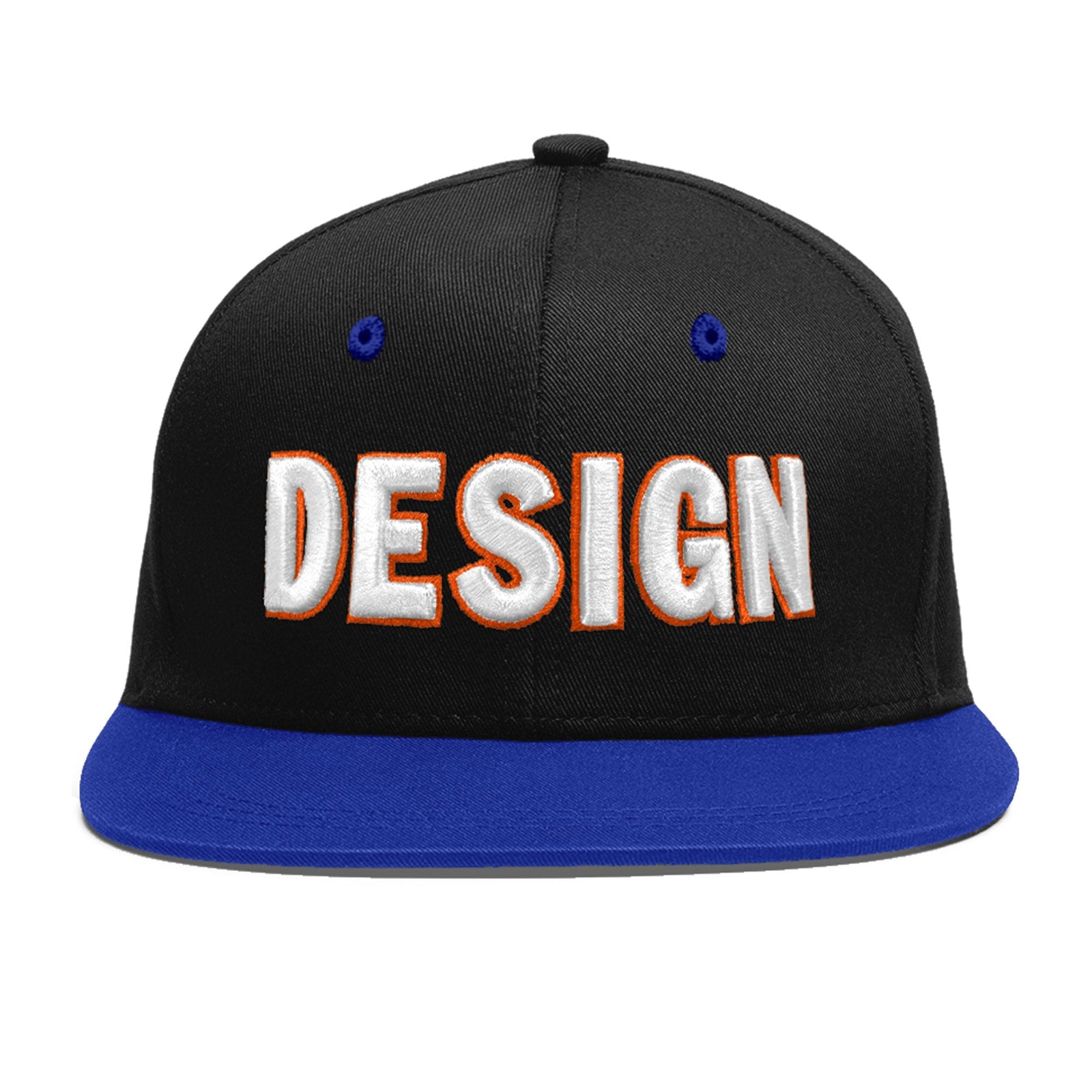 Custom Black Royal Blue 3D Puff Embroidery Flat Embroidery Casual Sport Baseball Cap