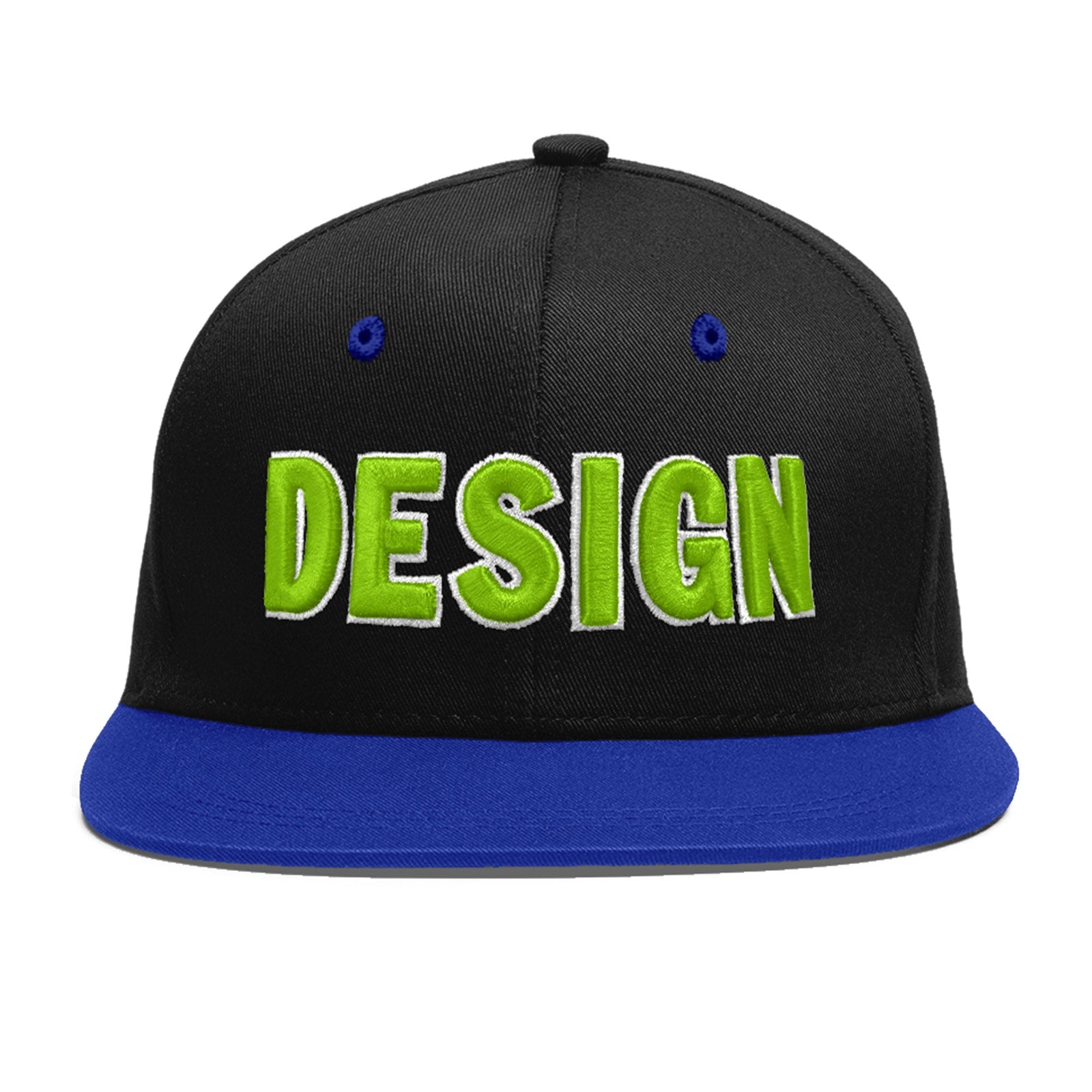 Custom Black Royal Blue 3D Puff Embroidery Flat Embroidery Casual Sport Baseball Cap