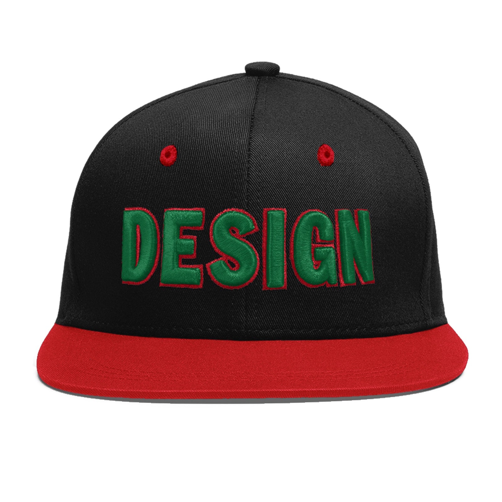 Custom Black Red 3D Puff Embroidery Flat Embroidery Casual Sport Baseball Cap