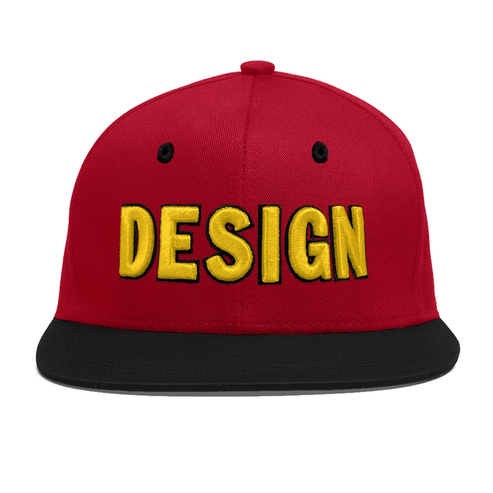 Custom Red Black 3D Puff Embroidery Flat Embroidery Casual Sport Baseball Cap