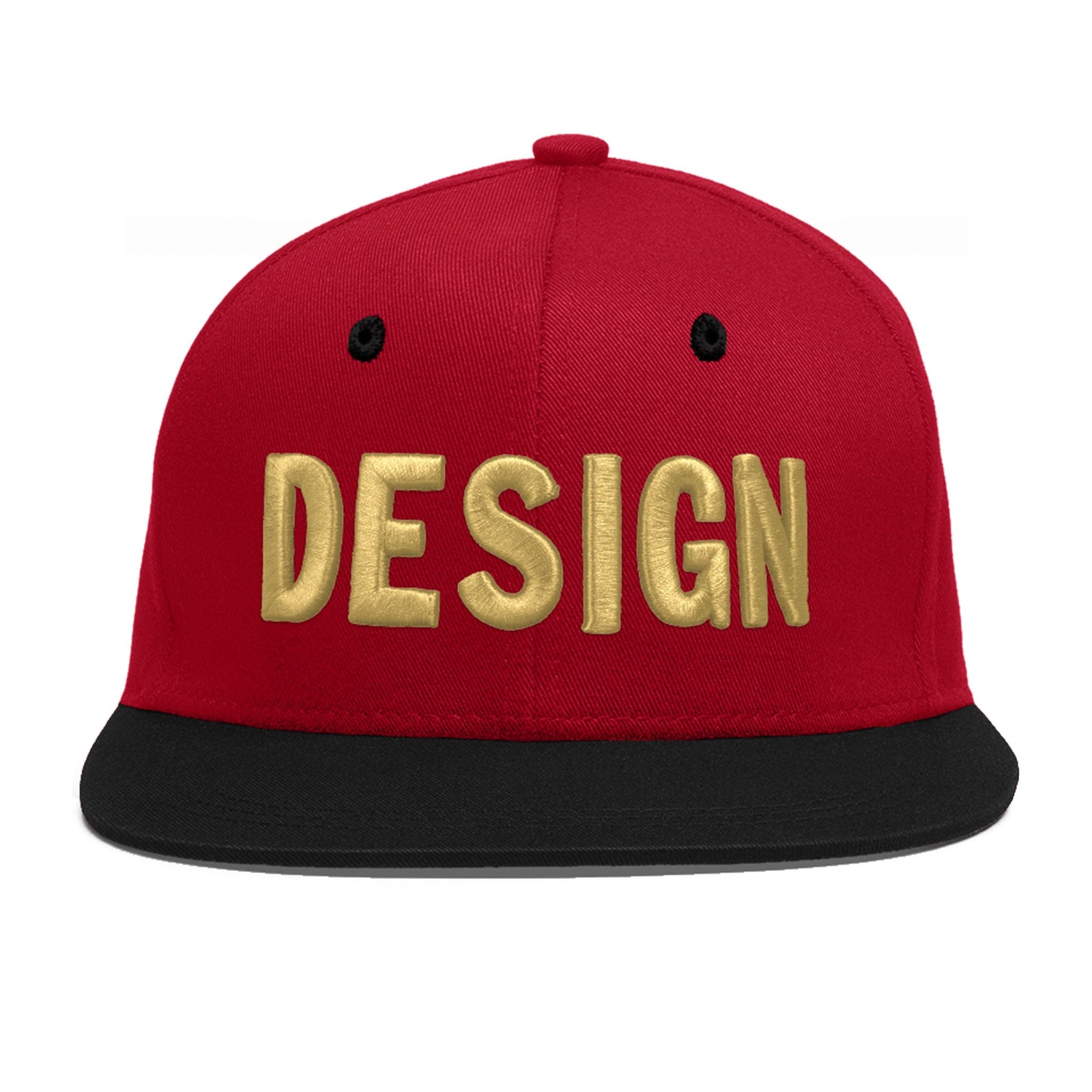 Custom Red Black 3D Puff Embroidery Flat Embroidery Casual Sport Baseball Cap