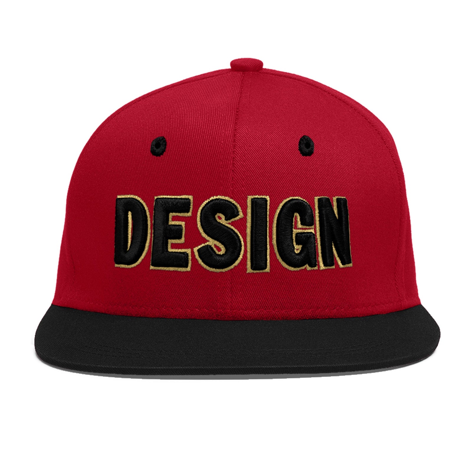 Custom Red Black 3D Puff Embroidery Flat Embroidery Casual Sport Baseball Cap