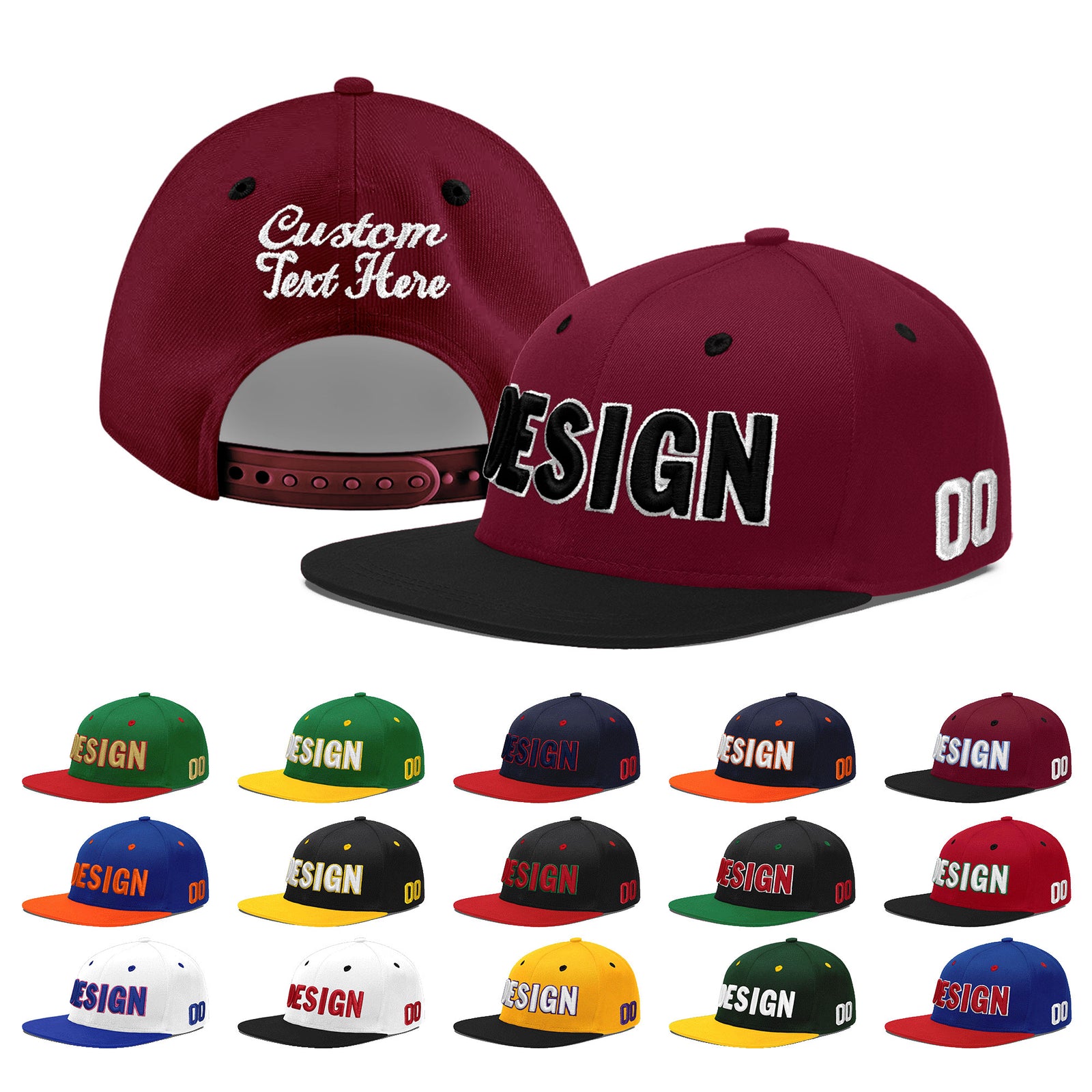 Custom Navy Orange 3D Puff Embroidery Flat Embroidery Casual Sport Baseball Cap