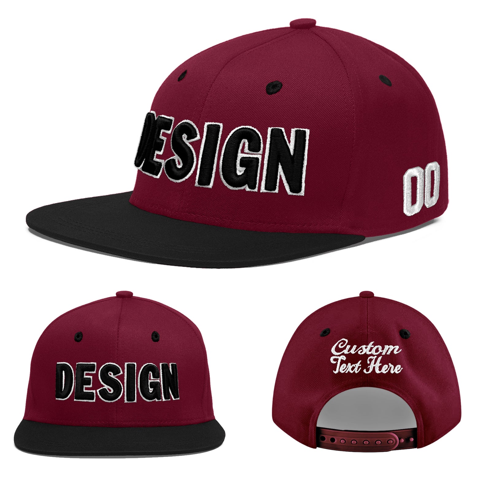 Custom Navy Orange 3D Puff Embroidery Flat Embroidery Casual Sport Baseball Cap