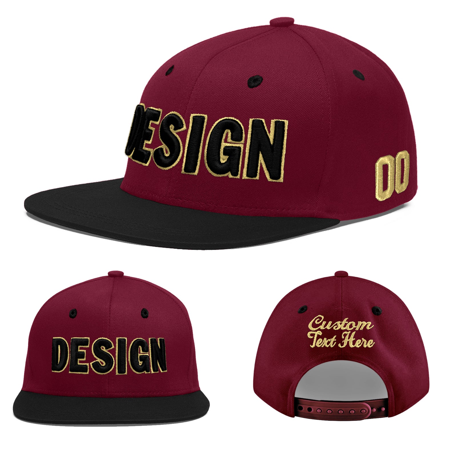 Custom Navy Orange 3D Puff Embroidery Flat Embroidery Casual Sport Baseball Cap