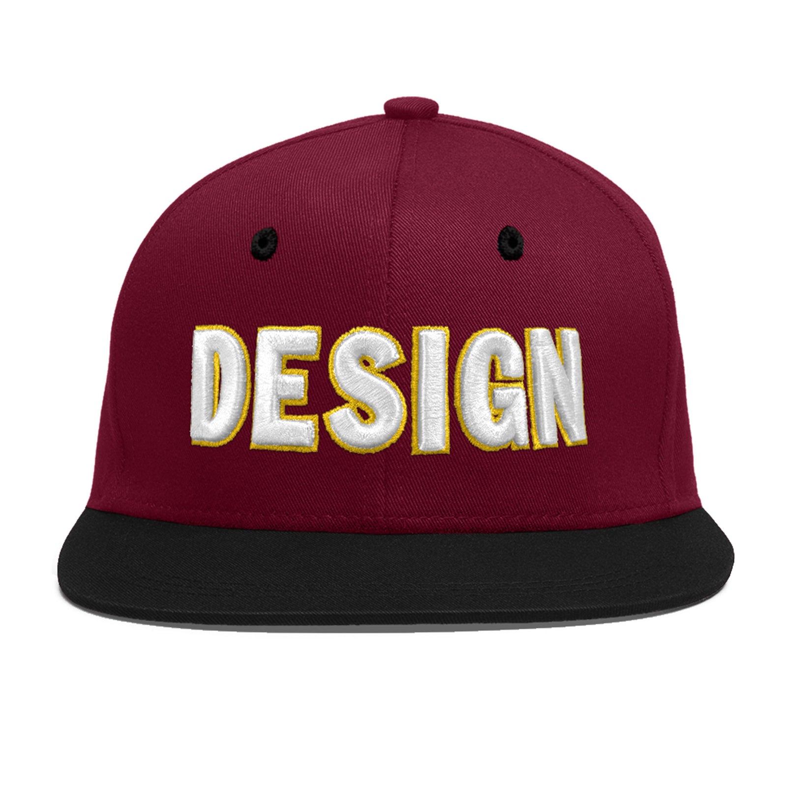 Custom Navy Orange 3D Puff Embroidery Flat Embroidery Casual Sport Baseball Cap