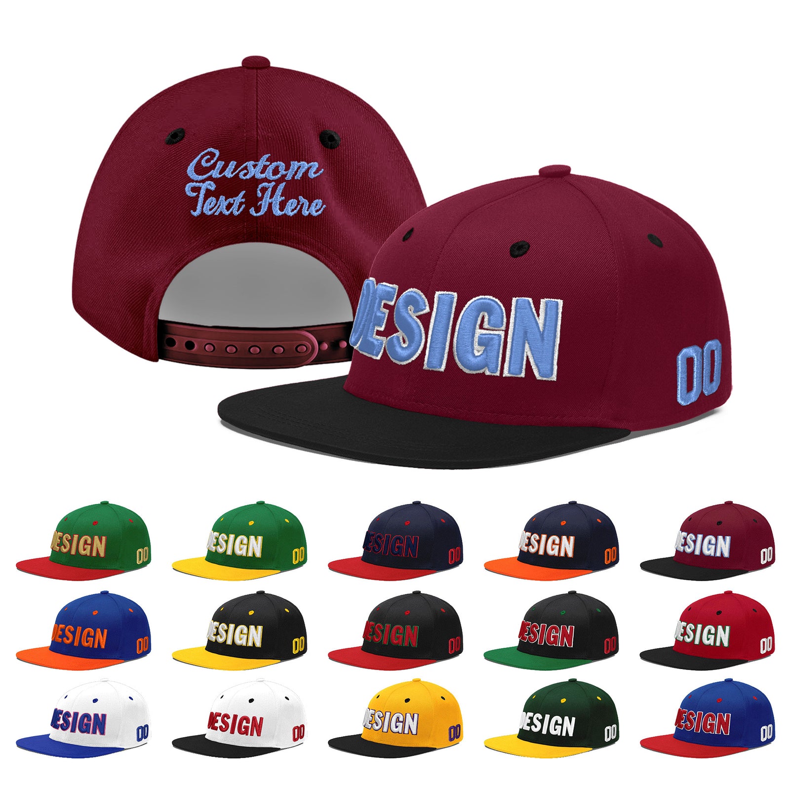 Custom Navy Orange 3D Puff Embroidery Flat Embroidery Casual Sport Baseball Cap