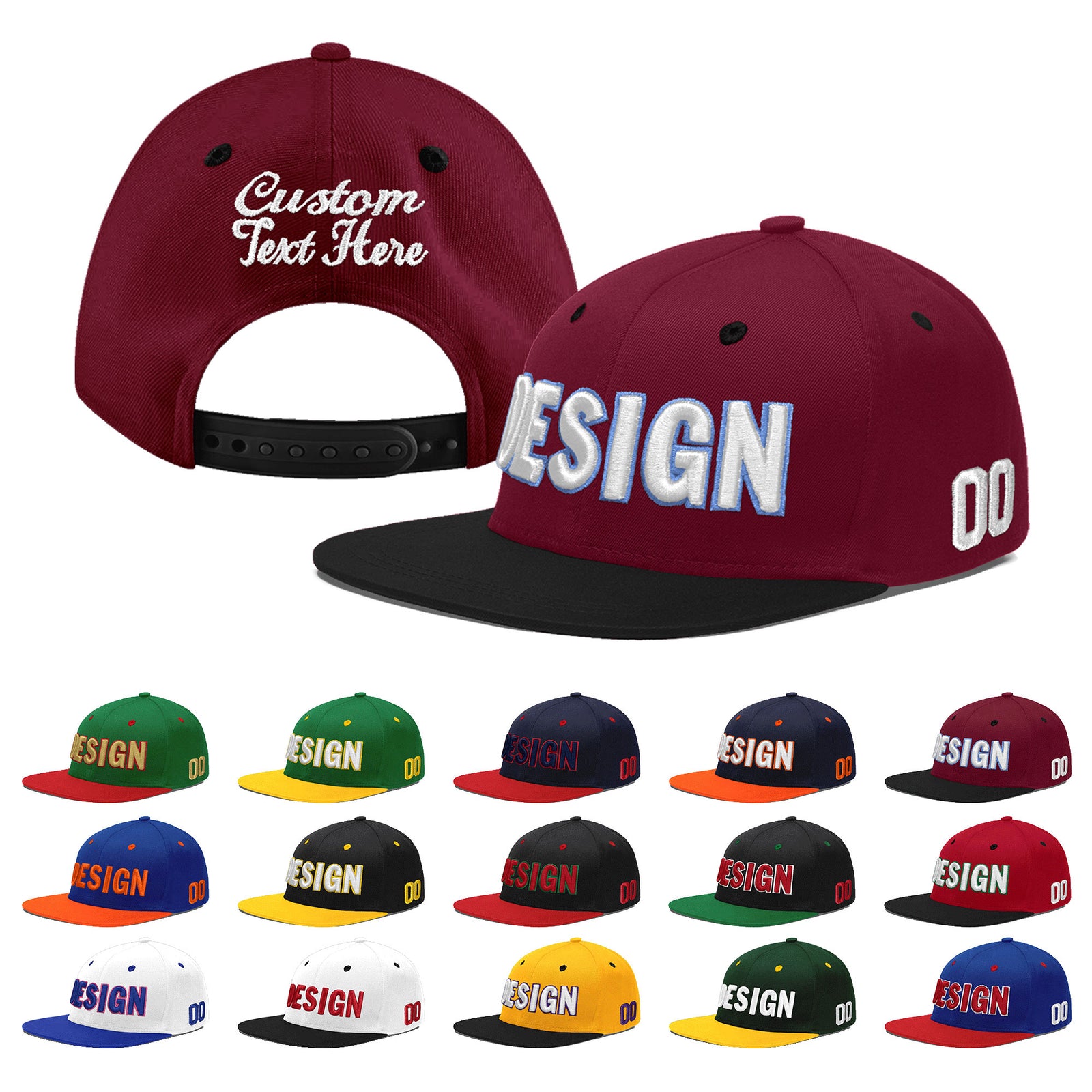 Custom Navy Orange 3D Puff Embroidery Flat Embroidery Casual Sport Baseball Cap