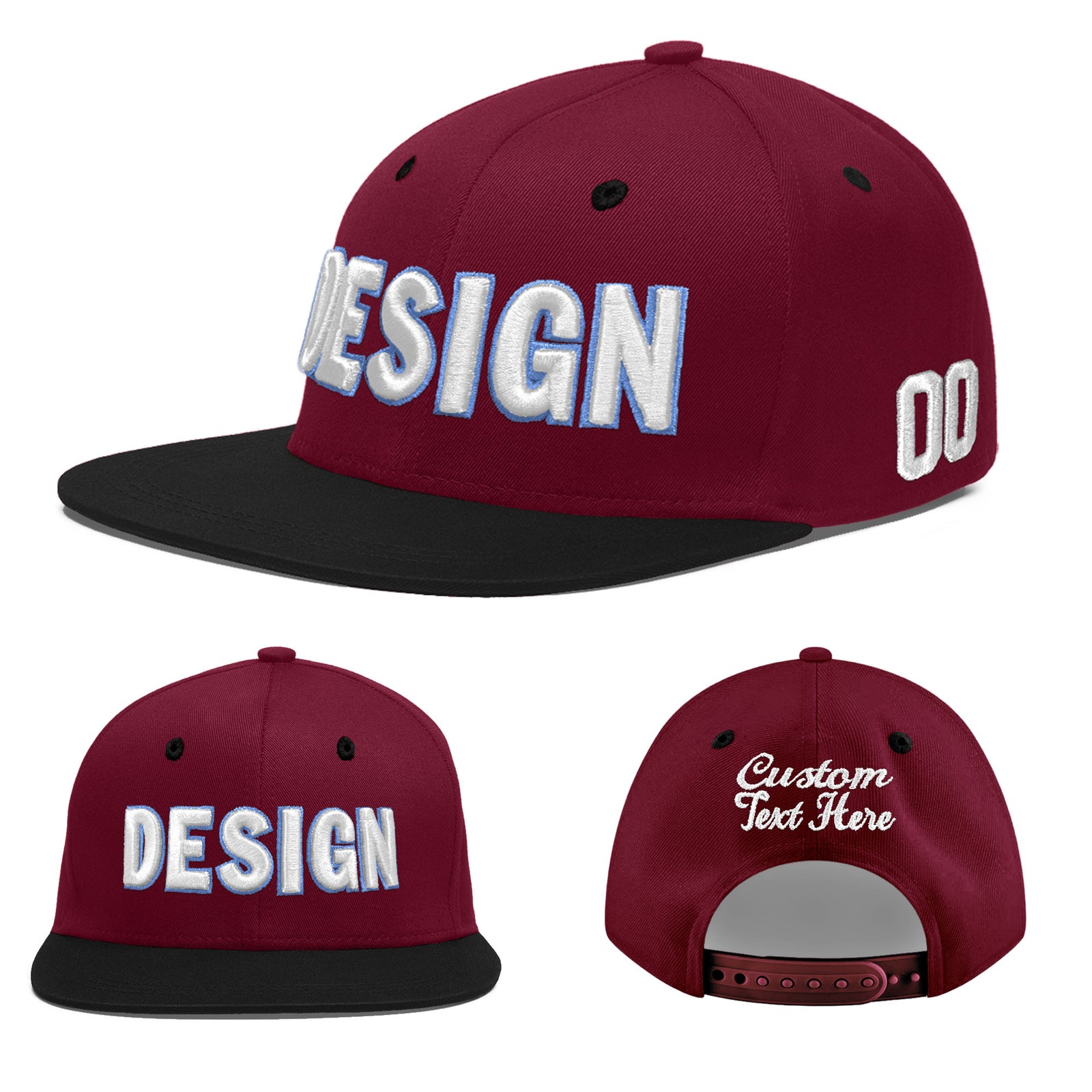 Custom Navy Orange 3D Puff Embroidery Flat Embroidery Casual Sport Baseball Cap