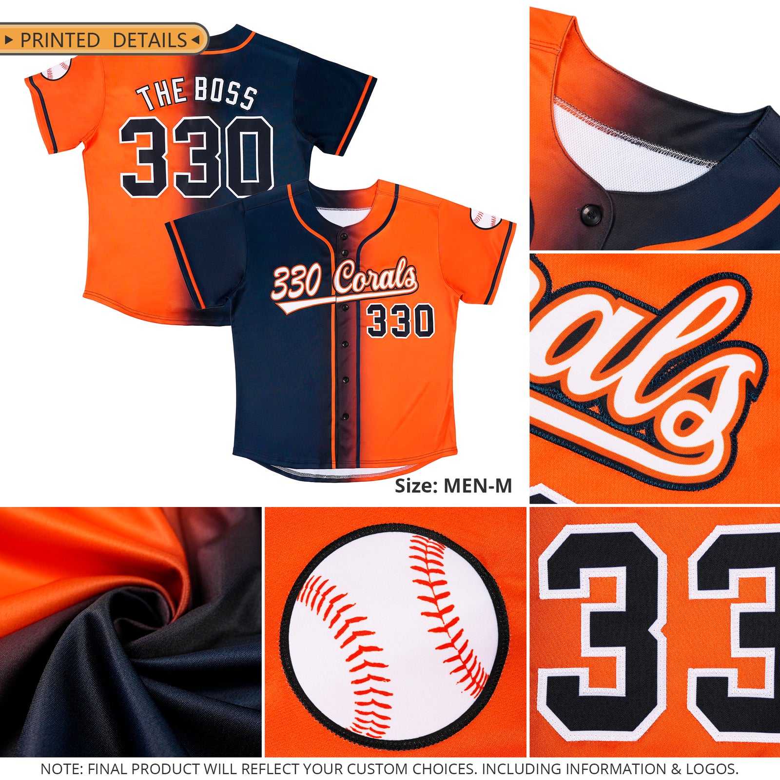 Custom Orange White Gradient Fashion Authentic Baseball Jersey