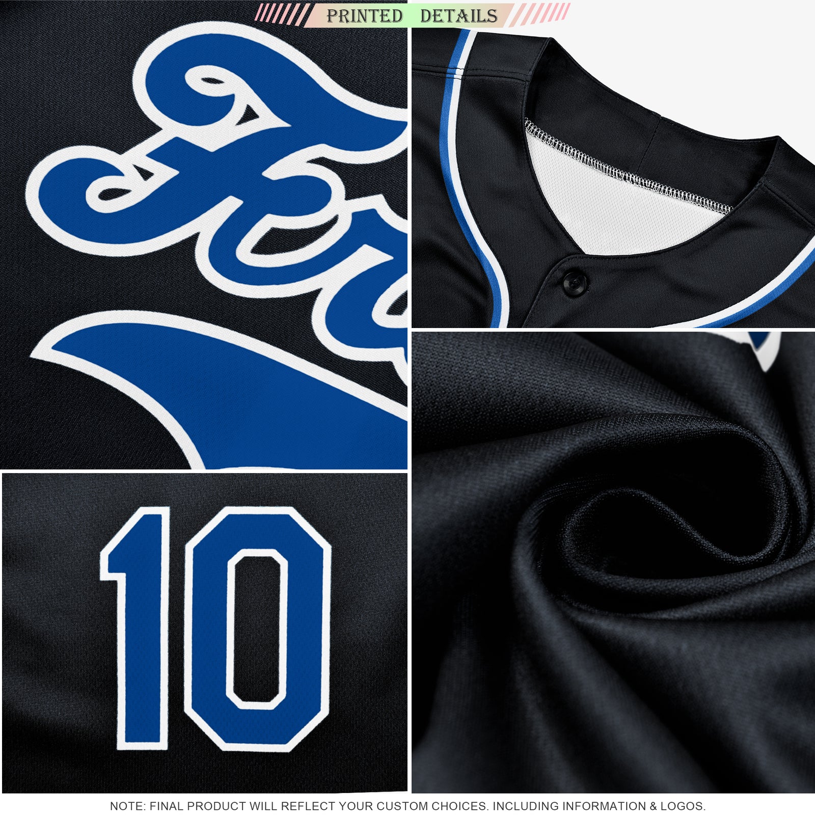 Custom Black Royal-White Classic Style Authentic Baseball Jersey