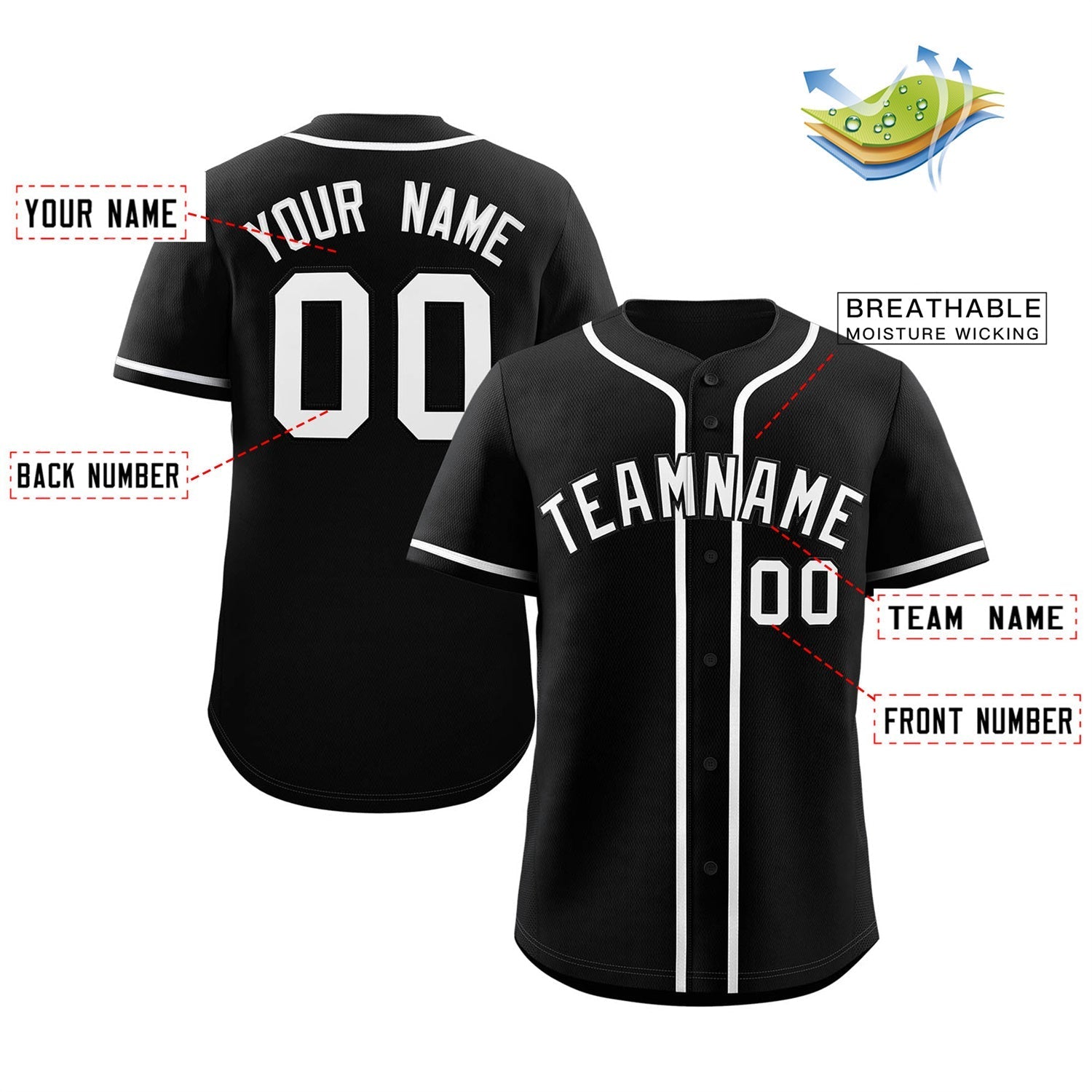 Custom Black White Classic Style Authentic Baseball Jersey For Youth
