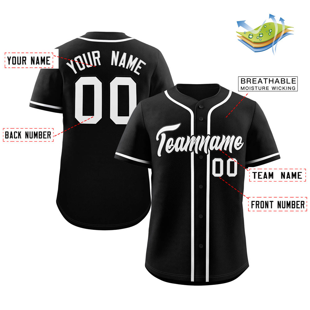 Custom Black White Classic Style Authentic Baseball Jersey For Youth