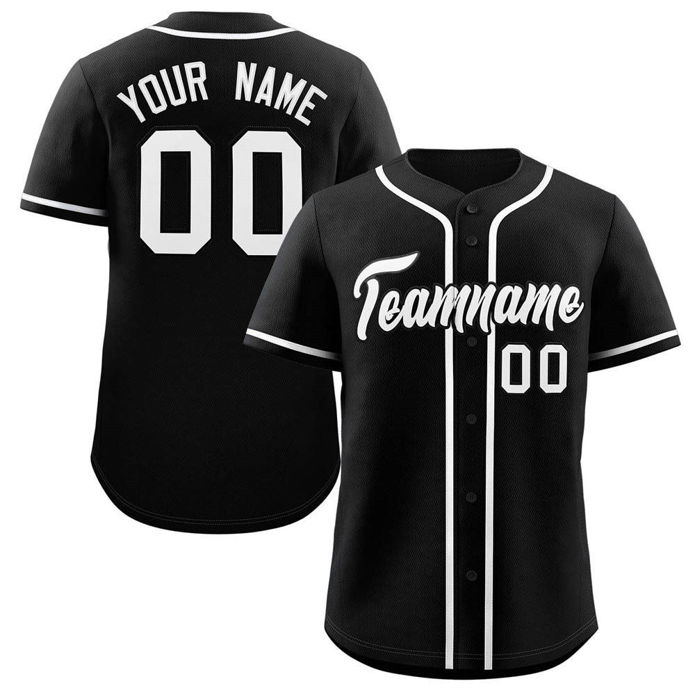Custom Black White Classic Style Authentic Baseball Jersey For Youth