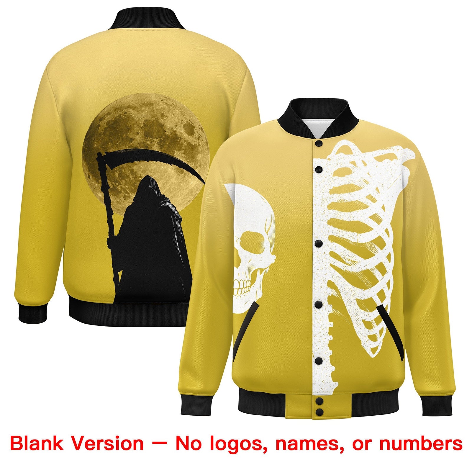 Custom Khaki Old Gold Black skeleton Halloween Graffiti Pattern Stretch Fabric Jacket| KXKSHOP