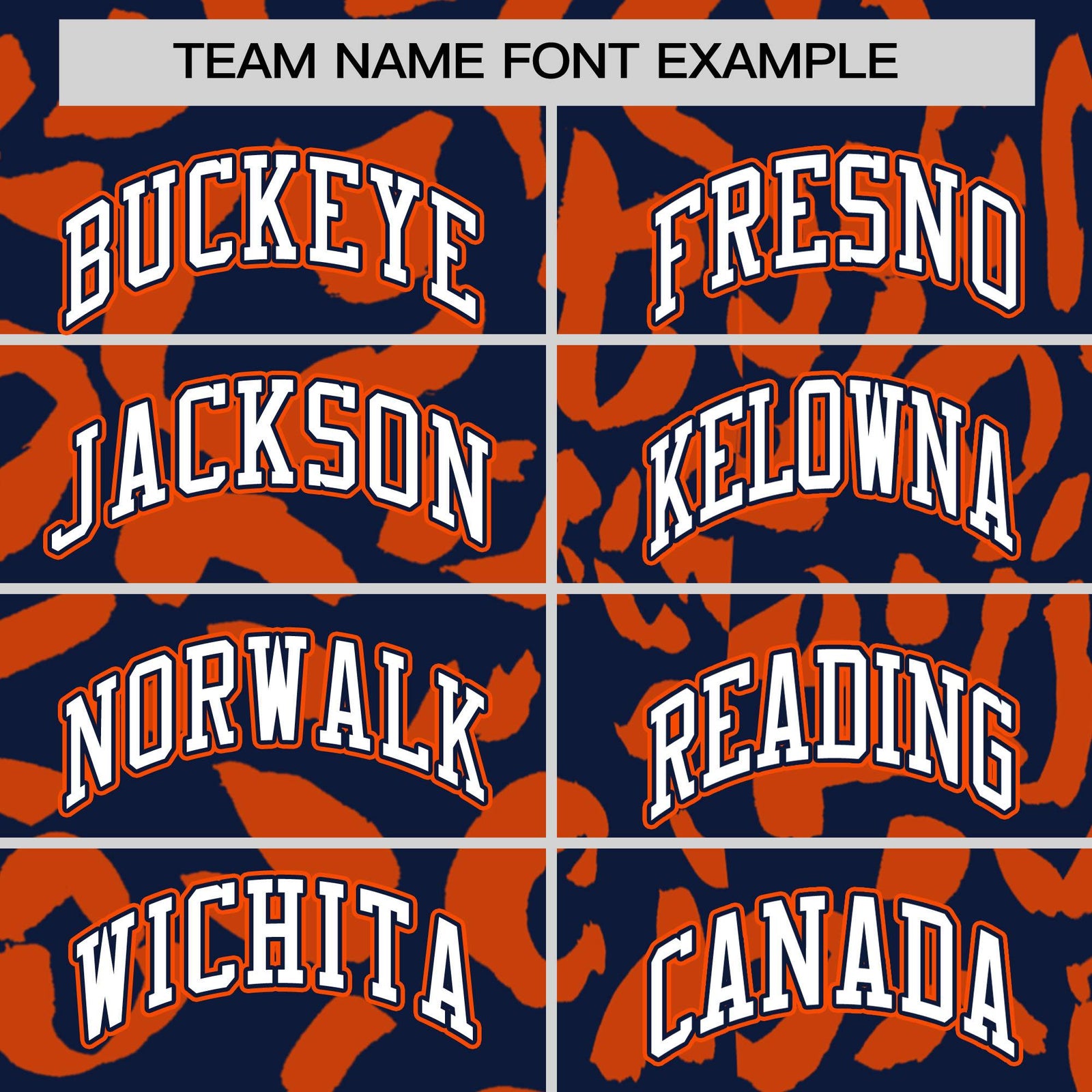 Custom Navy Orange Varsity Full-Snap Leopard Print Graffiti Pattern Letterman Baseball Jacket