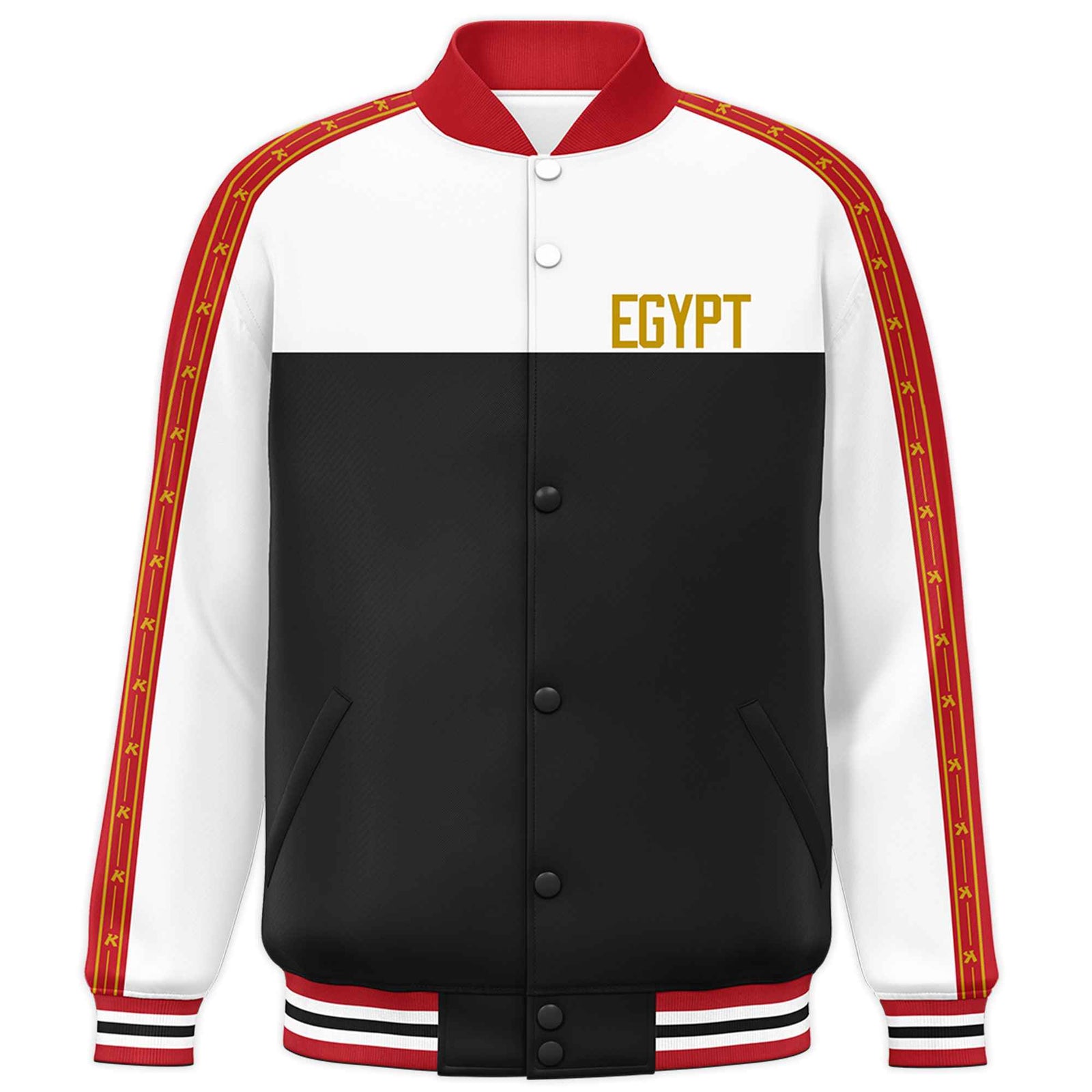 Custom Black White Raglan Sleeves Varsity Full-Snap Color Block Letterman Prido Jacket