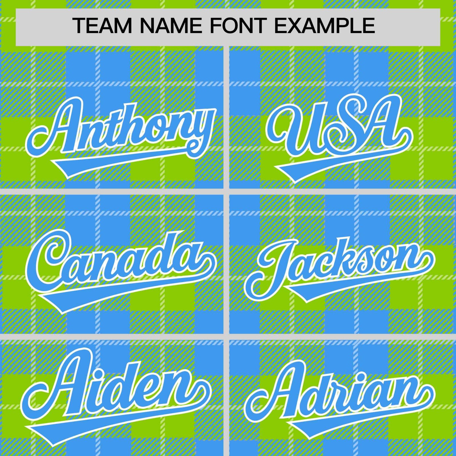 Custom Neon Green Powder Blue-White Varsity Full-Snap Plaid Pattern Letterman Baseball Jacket
