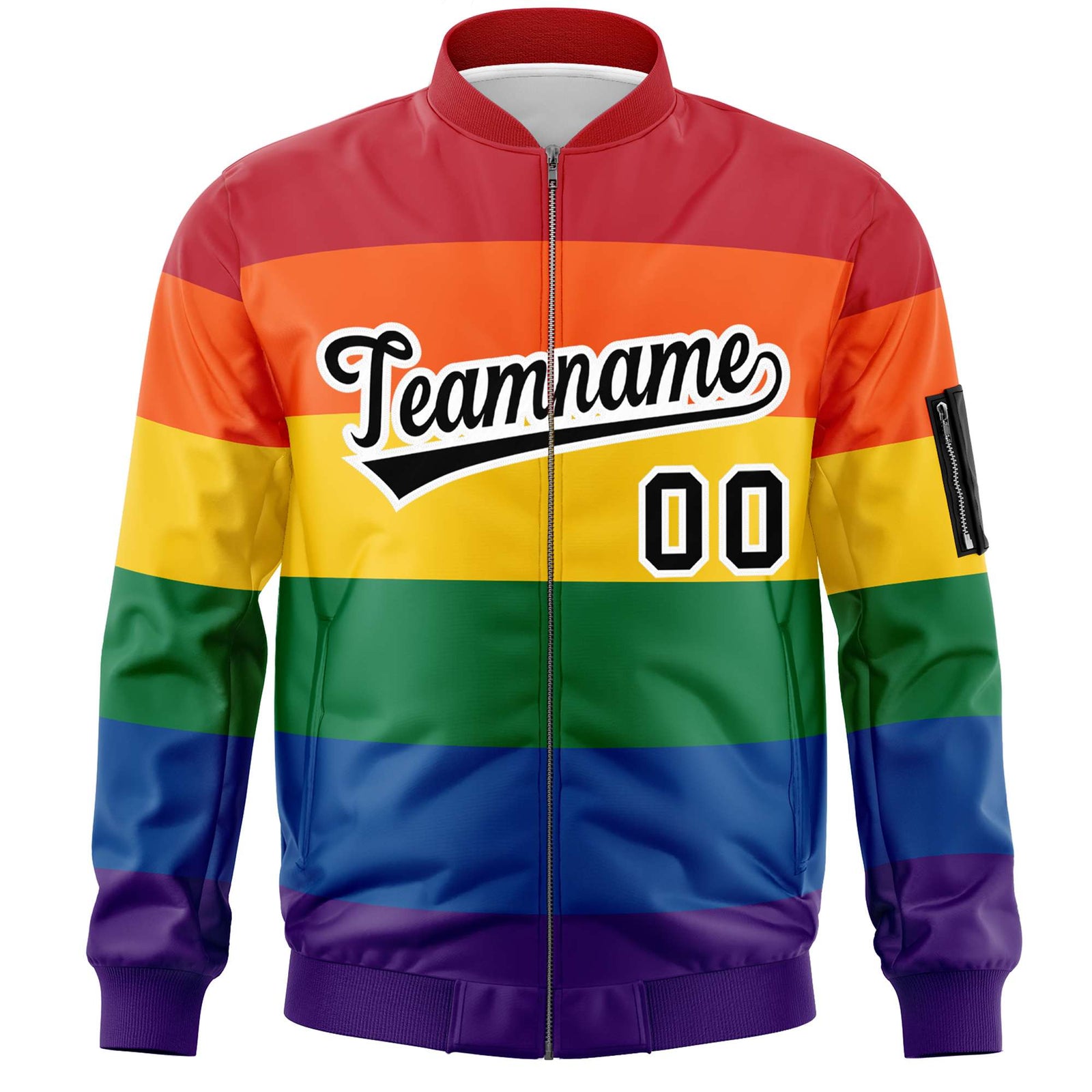 Custom LGBT Rainbow For Pride Month Full-Snap Color Block Letterman Bomber Jacket
