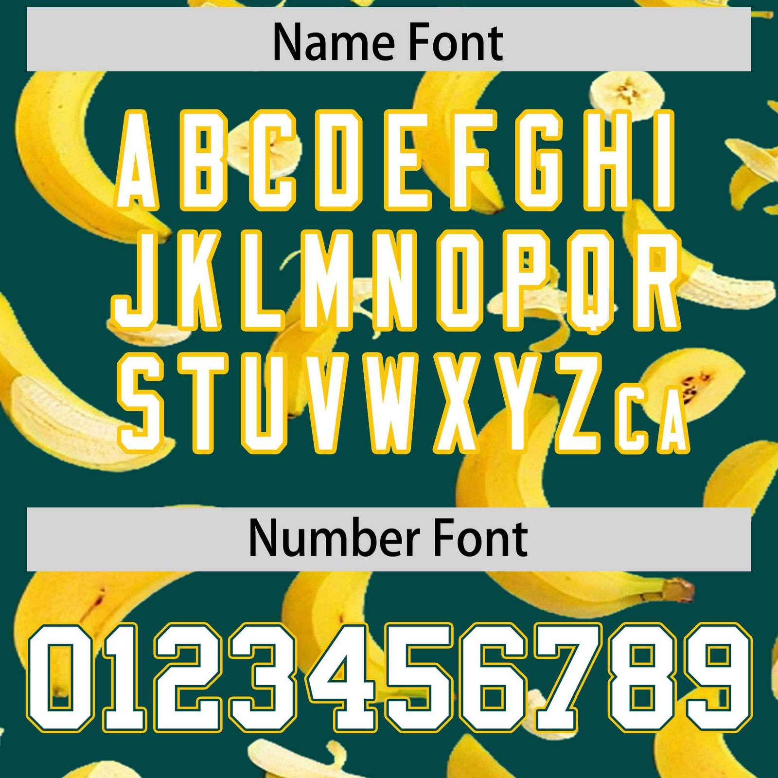 Custom Midnight Green Varsity Full-Zip Banana Pattern Letterman Bomber Jacket | Graffiti Pattern | Embroidery&Dye-sublimation printing | KXKSHOP