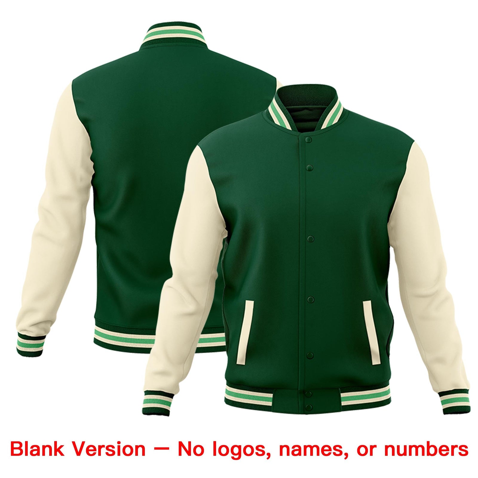 Custom Green Cream Raglan Sleeves Classic Style Letterman Cotton Fabric Jacket| KXKSHOP