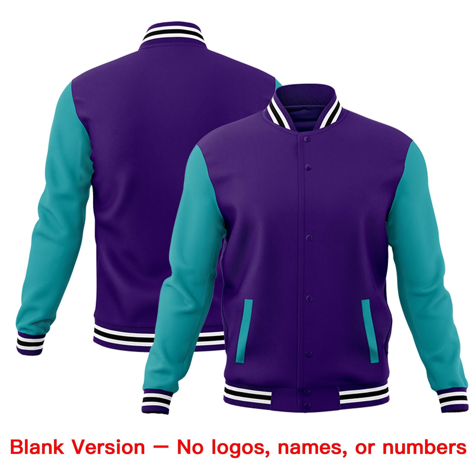 Custom Purple Aqua White Raglan Sleeves Classic Style Letterman Cotton Fabric Jacket| KXKSHOP