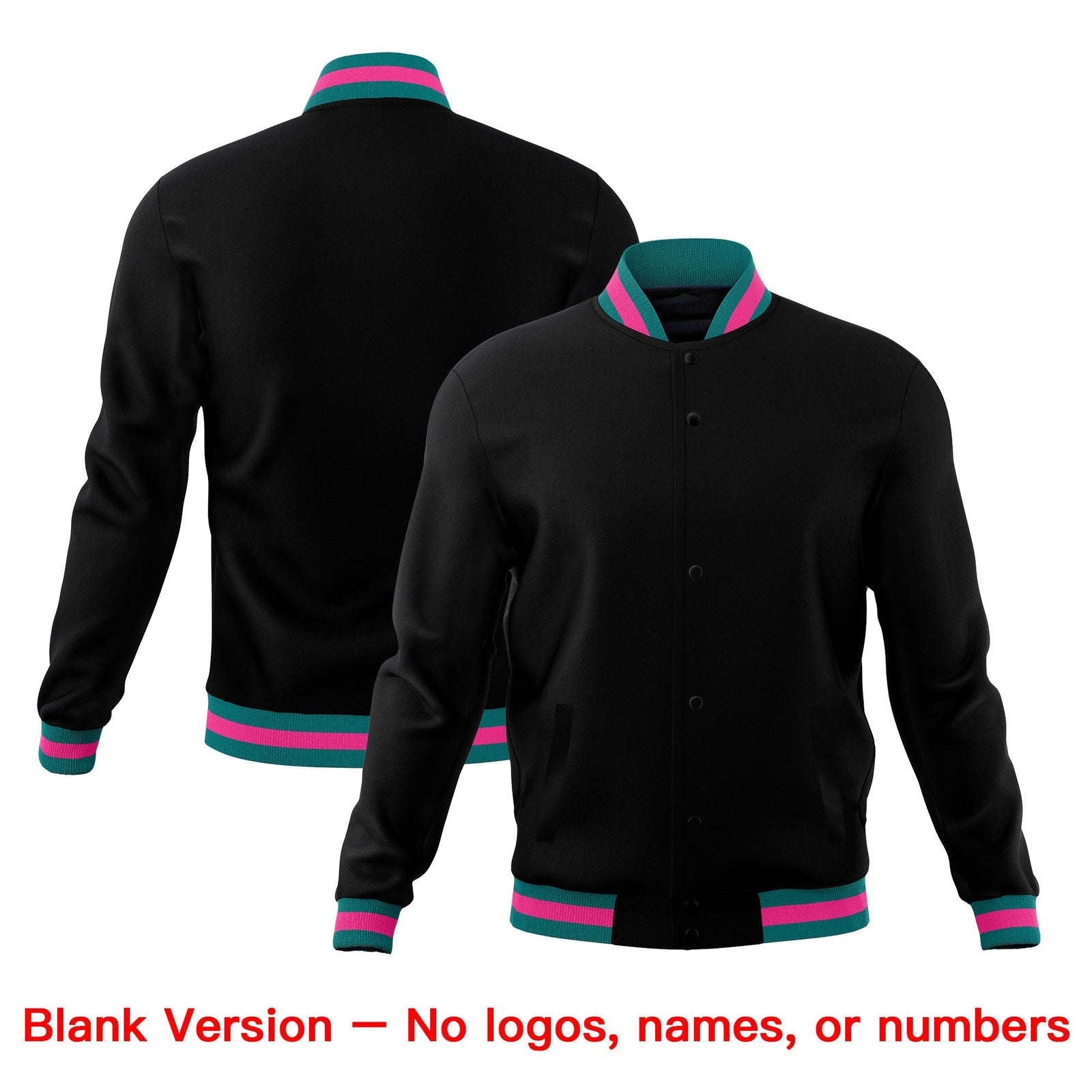 Custom Black Teal Pink Classic Style Full-Snap Wrinkle-Resistant Jacket| KXKSHOP