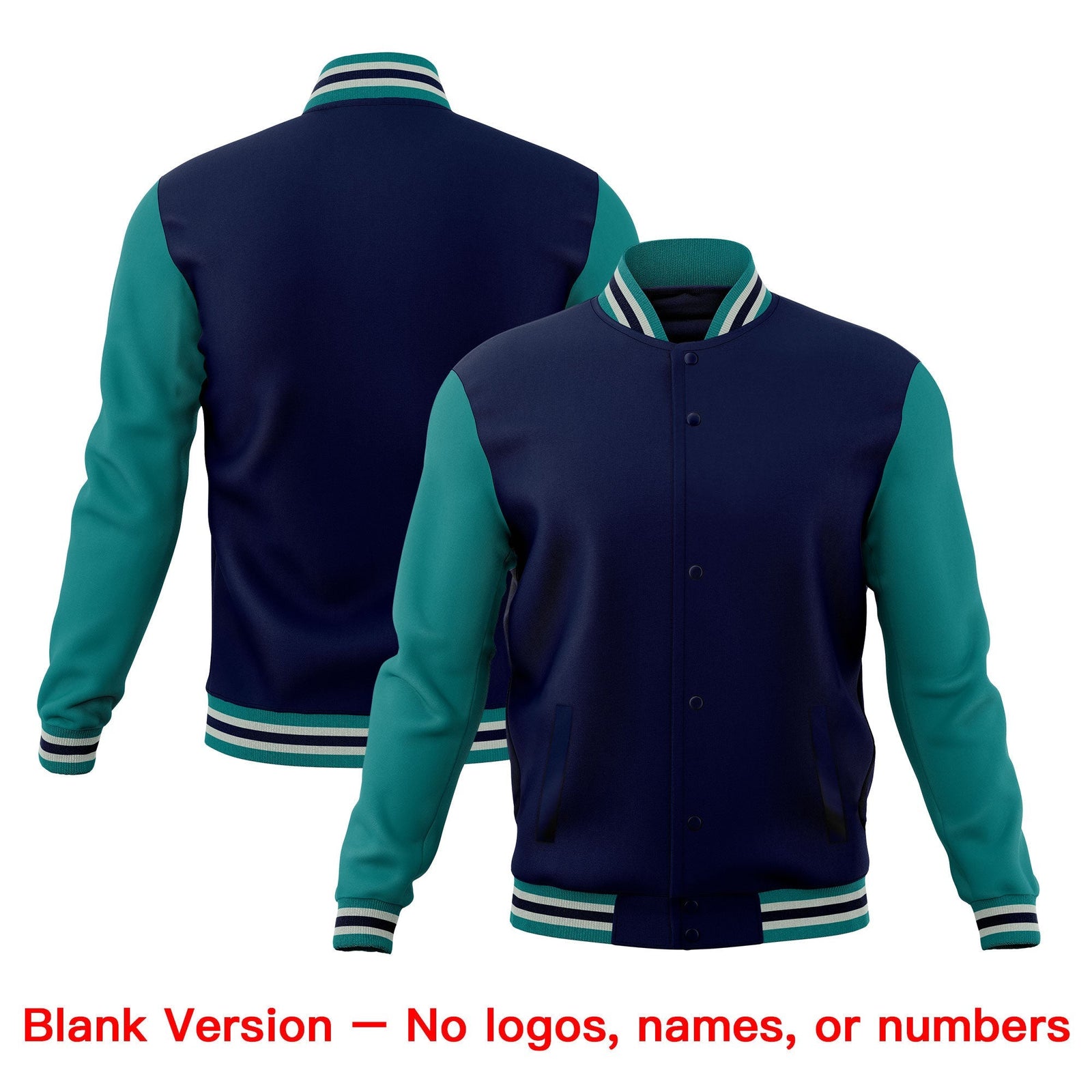 Custom Navy Teal Gray Classic Style Full-Snap Breathable Jacket| KXKSHOP