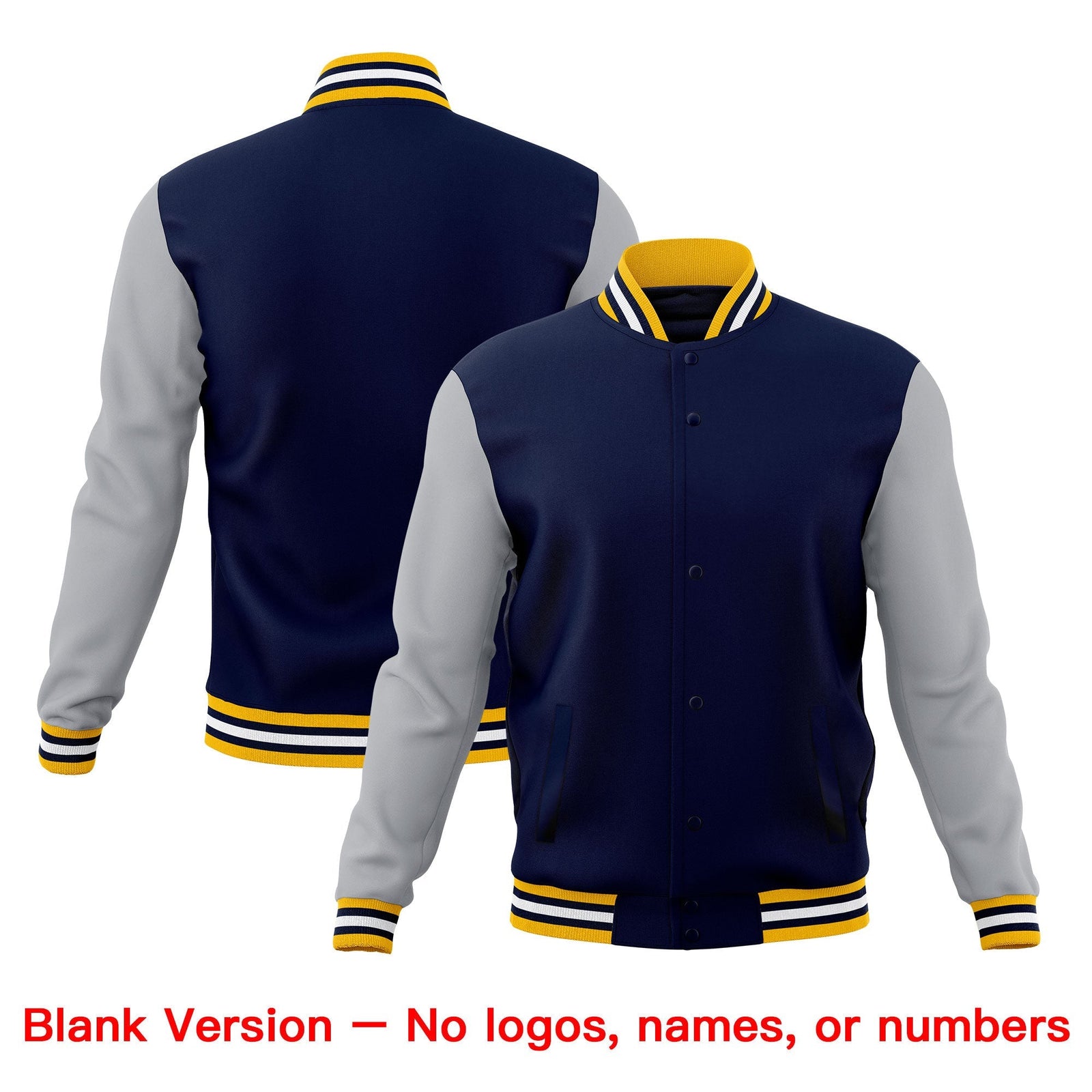 Custom Navy Gold White Classic Style Full-Snap Breathable Jacket| KXKSHOP