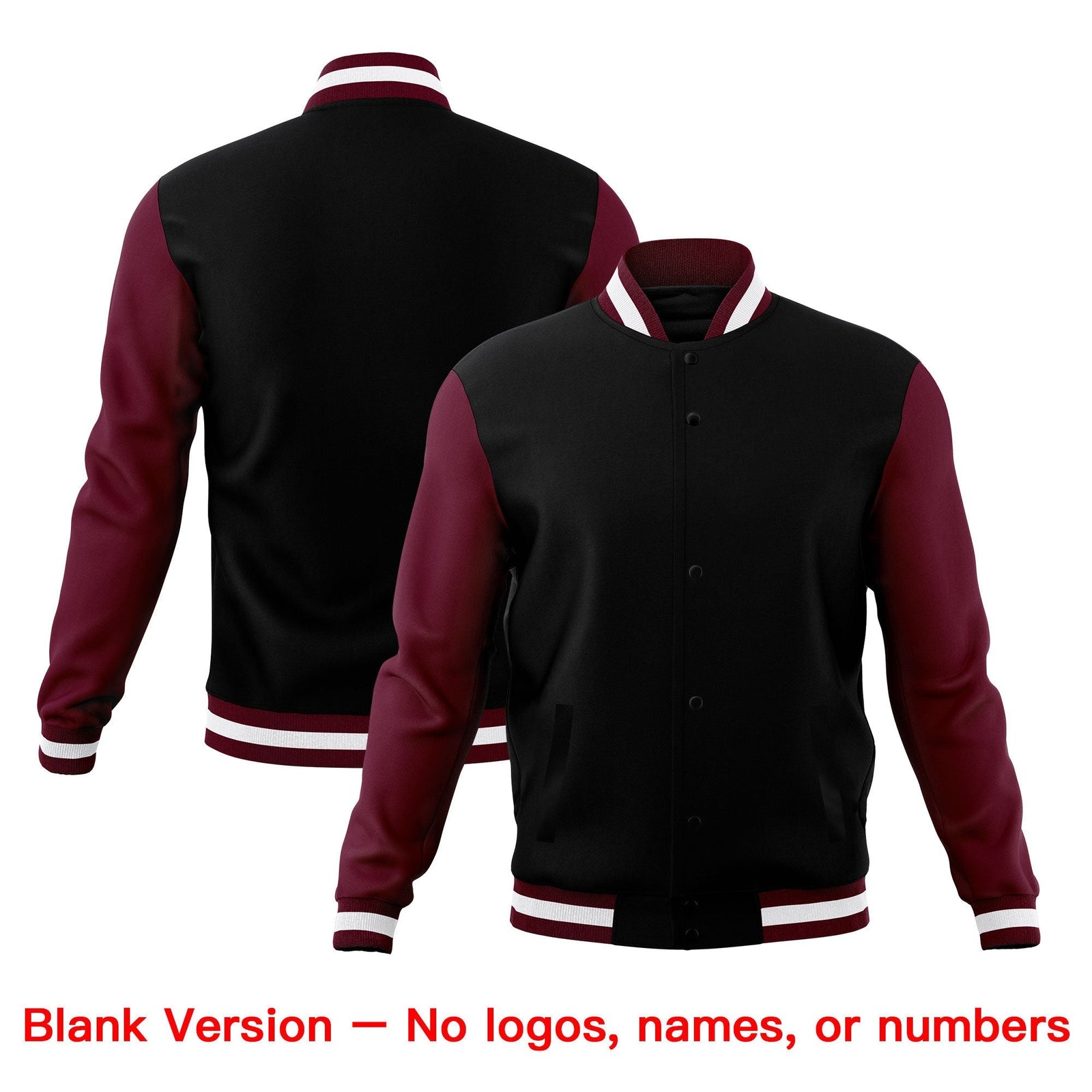 Custom Black Burgundy White Classic Style Full-Snap Breathable Jacket| KXKSHOP