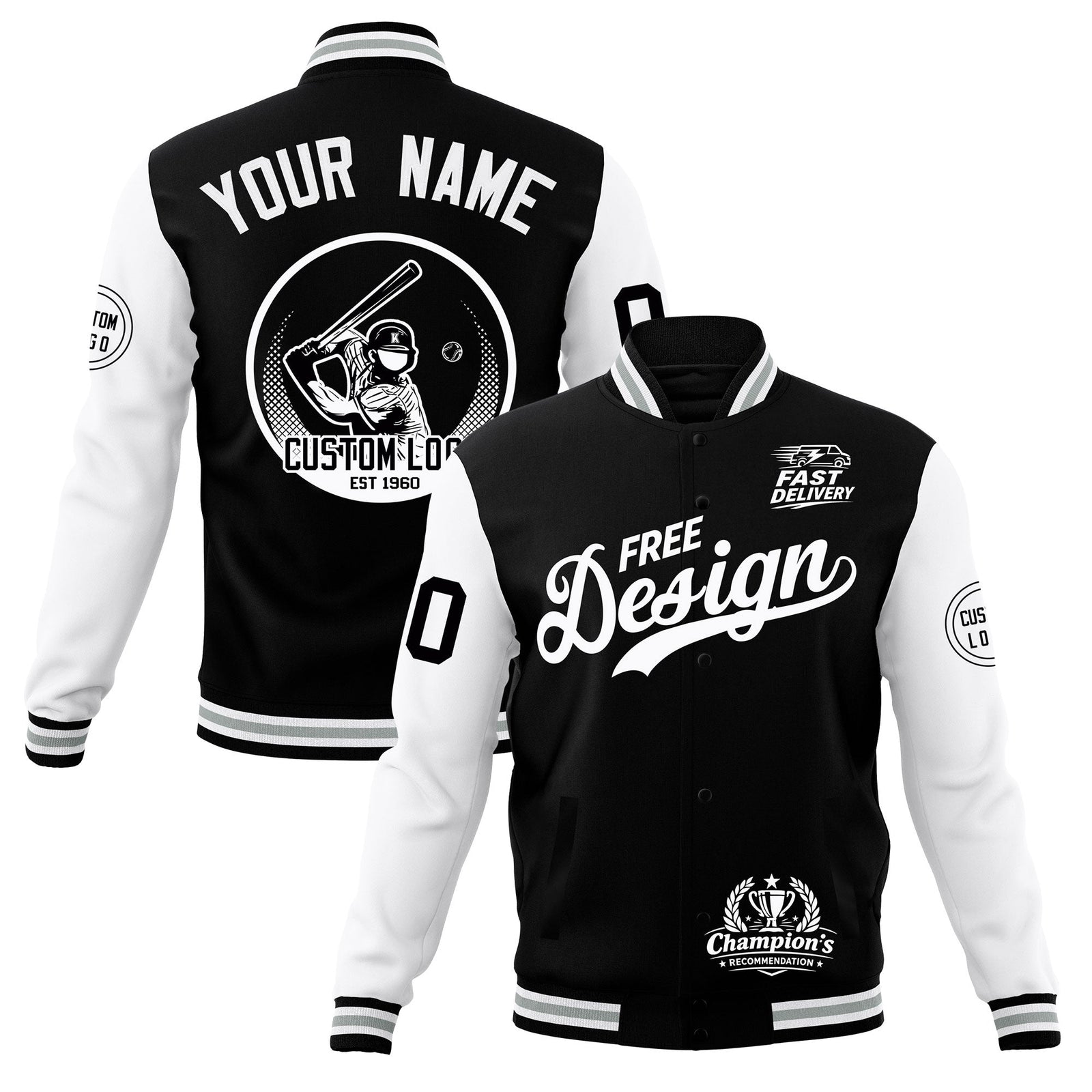 Custom Black White Gray Classic Style Full-Snap Breathable Jacket| KXKSHOP