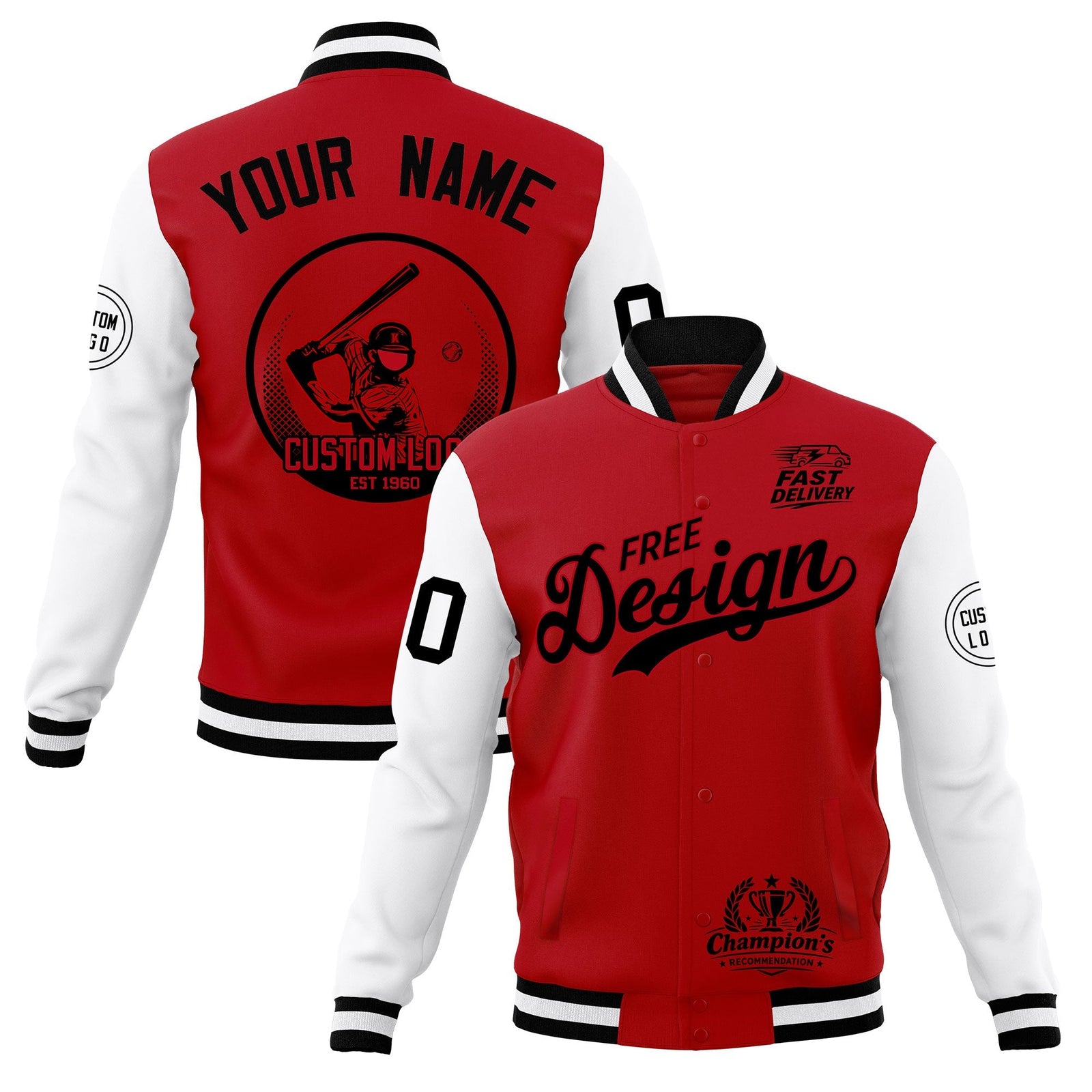 Custom Red Black White Classic Style Full-Snap Breathable Jacket| KXKSHOP